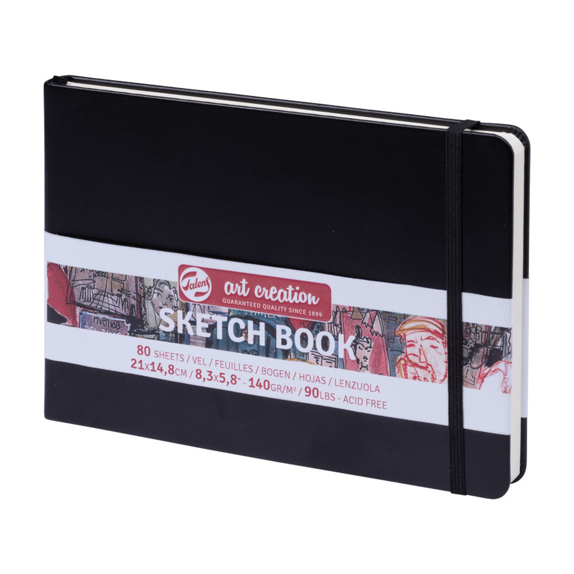 A5 Black Cover Sketchbook, 80 Sheets, 90 lb