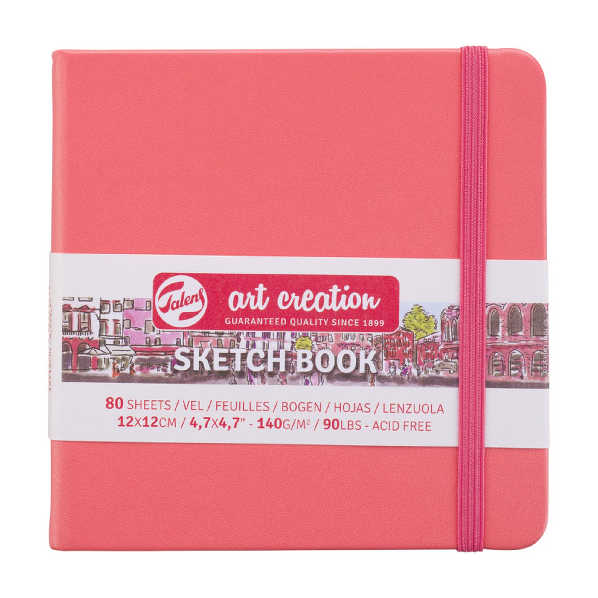 Coral Red Hardbound Sketchbook, 4.72 in. x 4.72 in., 80 Sheets