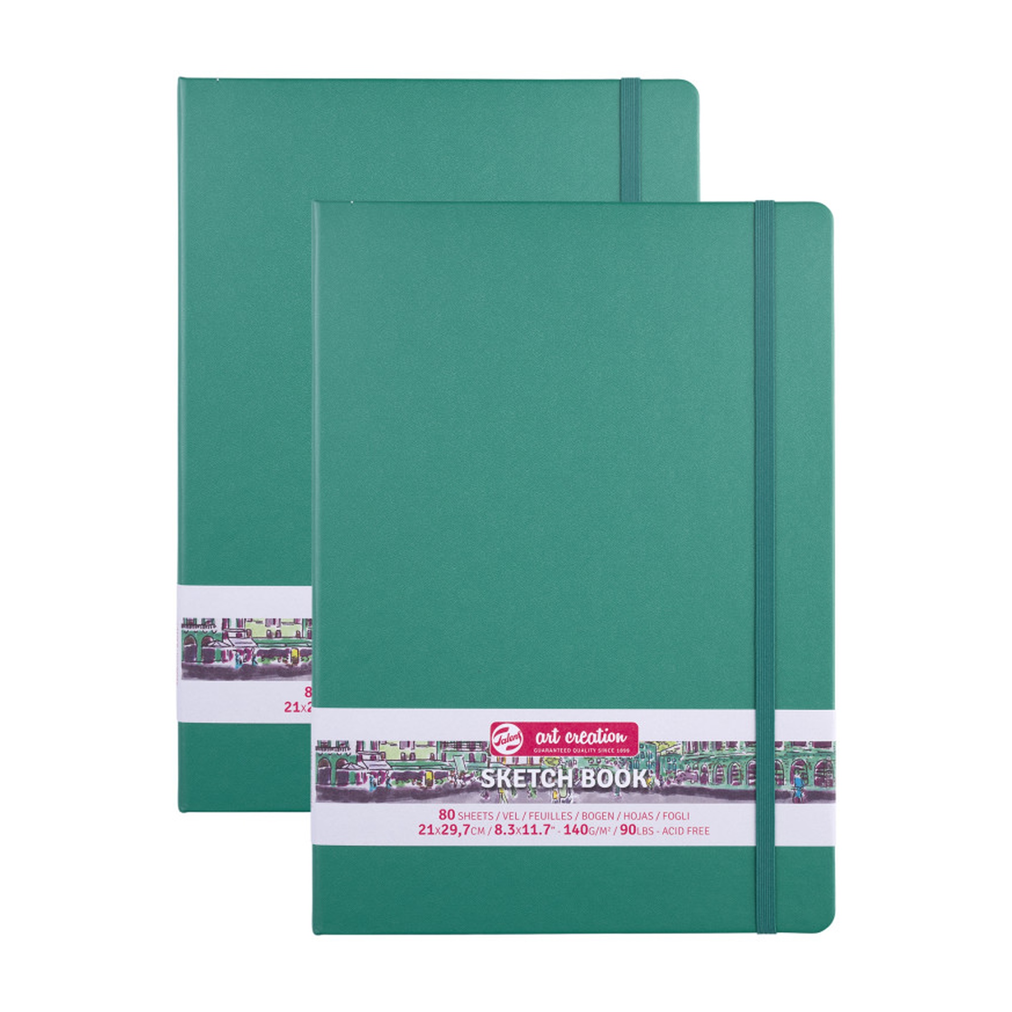 Hardbound A4 Sketchbook Set, Forest Green, 80 Sheets, Pack of 2