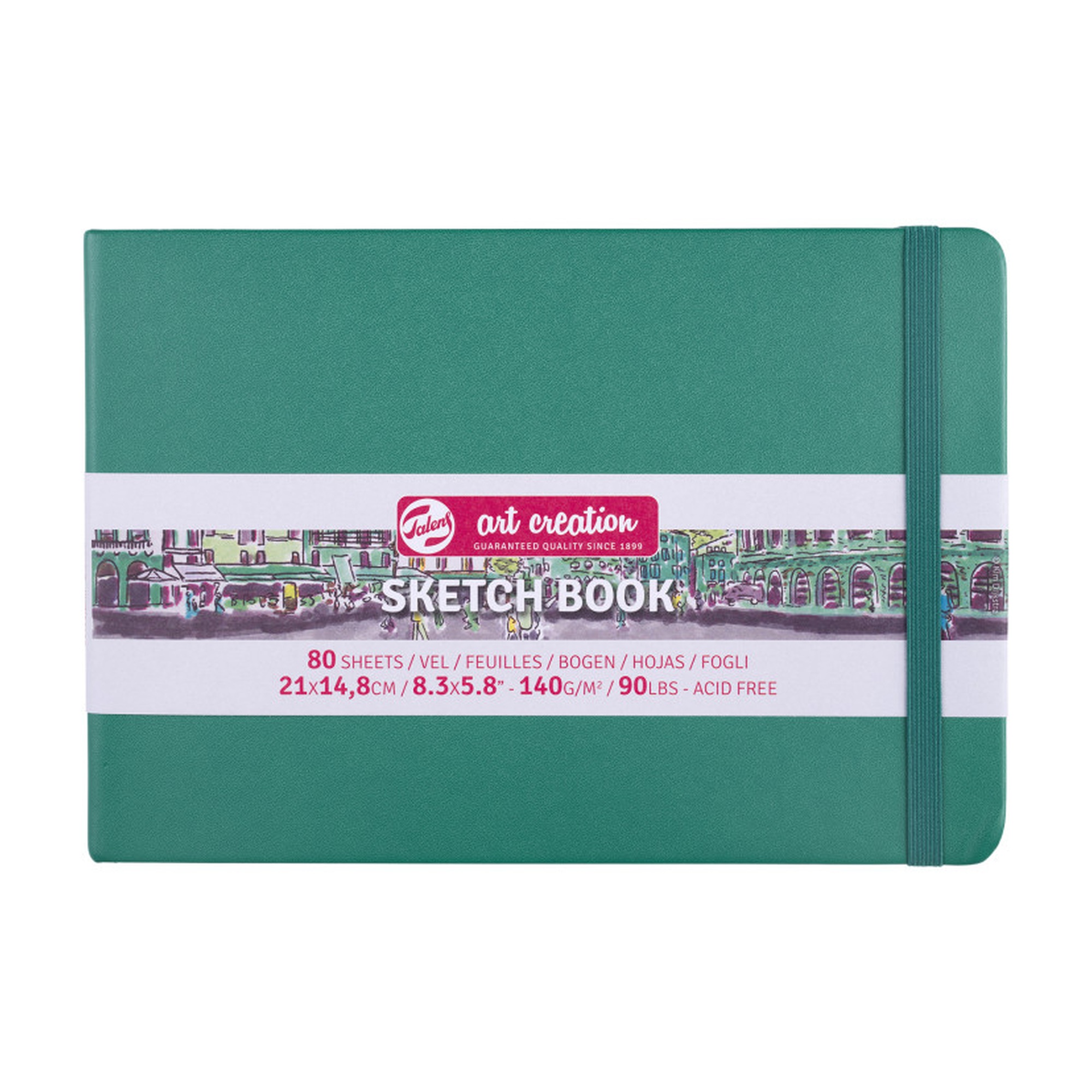 A5 Hardbound Sketchbook, Forest Green Cover, 80 Sheets