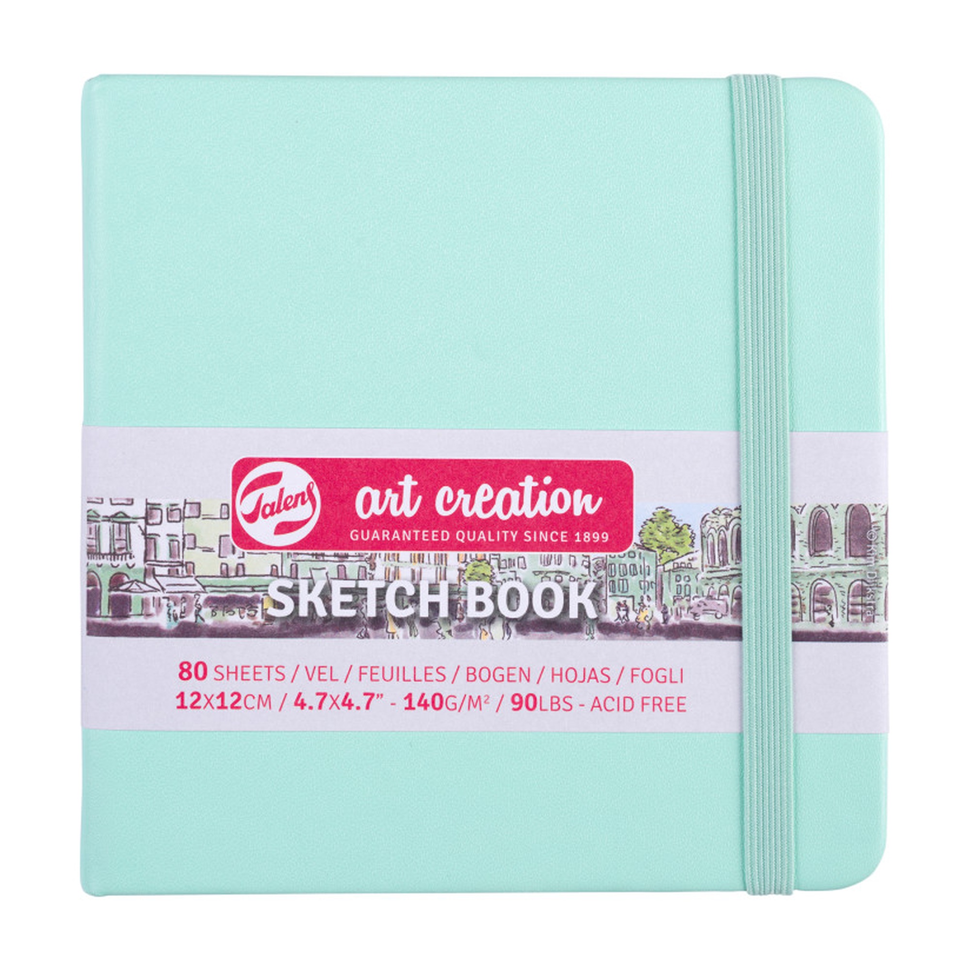 Hardbound Sketchbook, 80 Sheets, Fresh Mint Cover, 4.7 x 4.7 in.