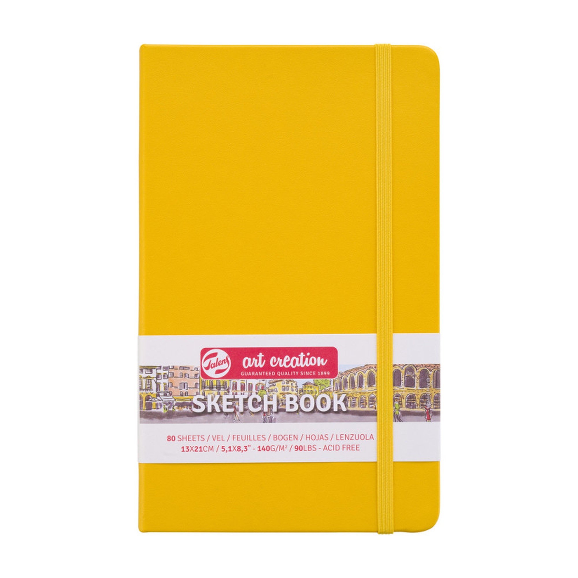 Hardbound Sketchbook, 80 Sheets, Golden Yellow Cover, 5.1 x 8.3 in.