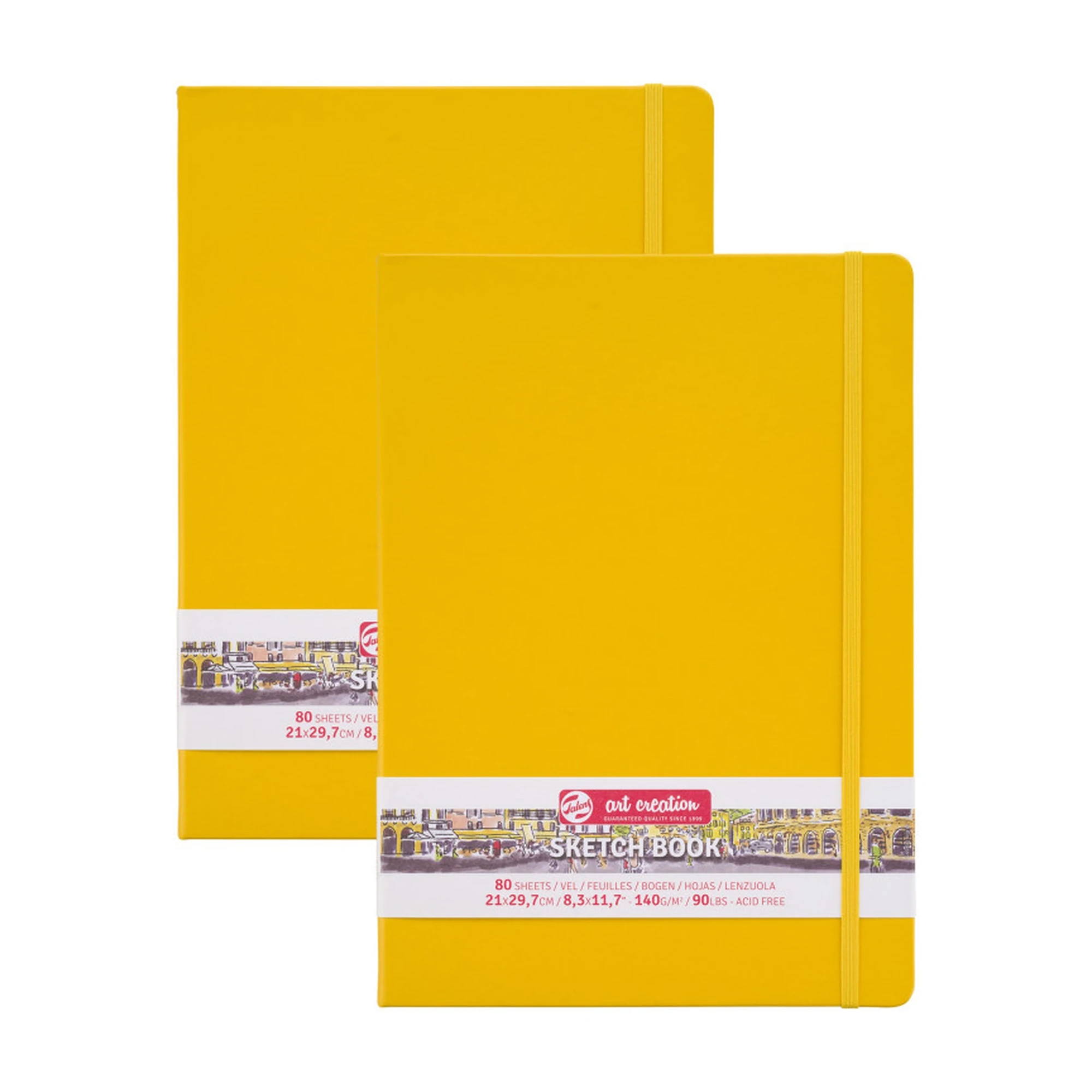 A4 Hardbound Sketchbook, 80 Pages, Yellow Cover, 2-Pack