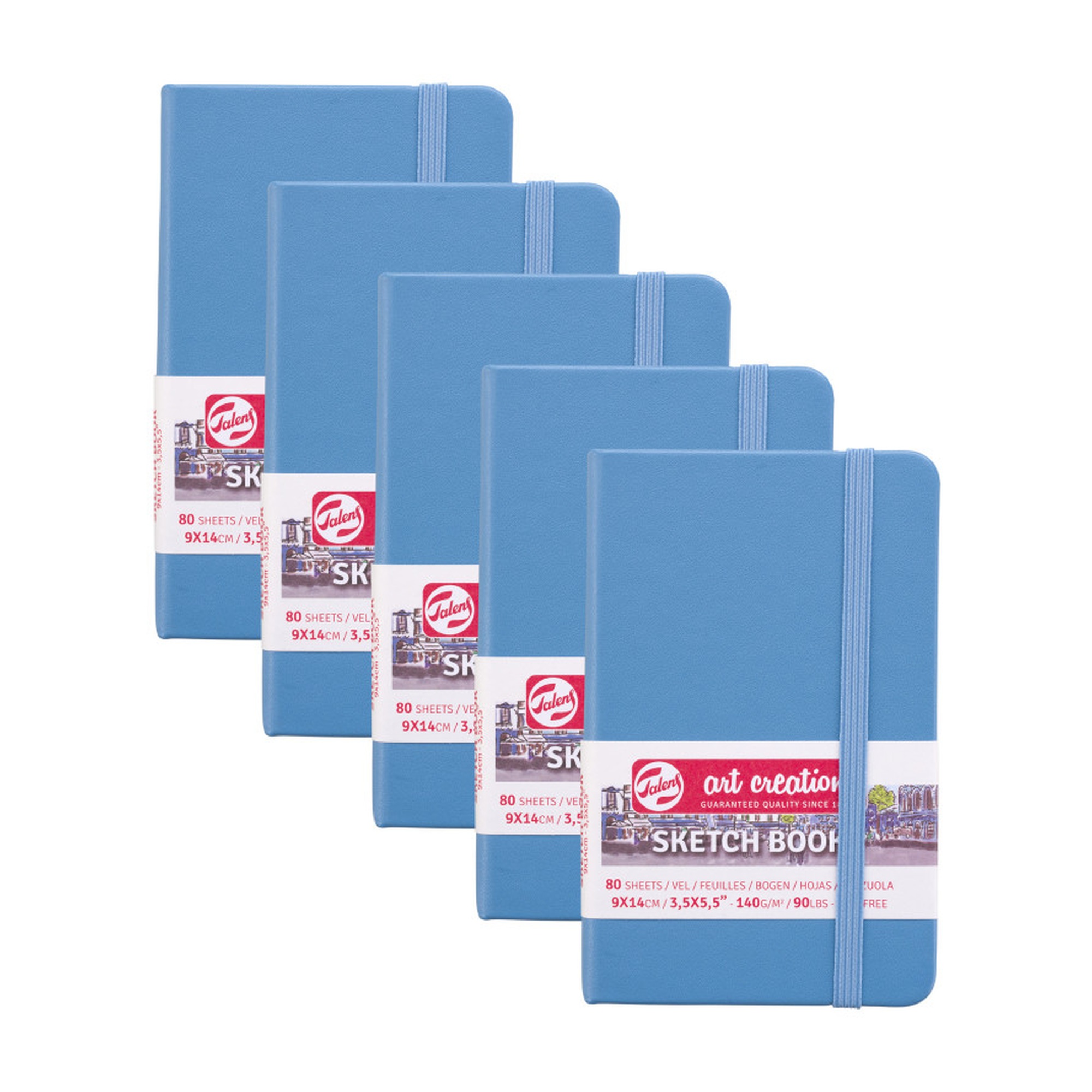 Lake Blue Hardbound Sketchbooks, 3.5 x 5.5 in., 80 Sheets, Pack of 5