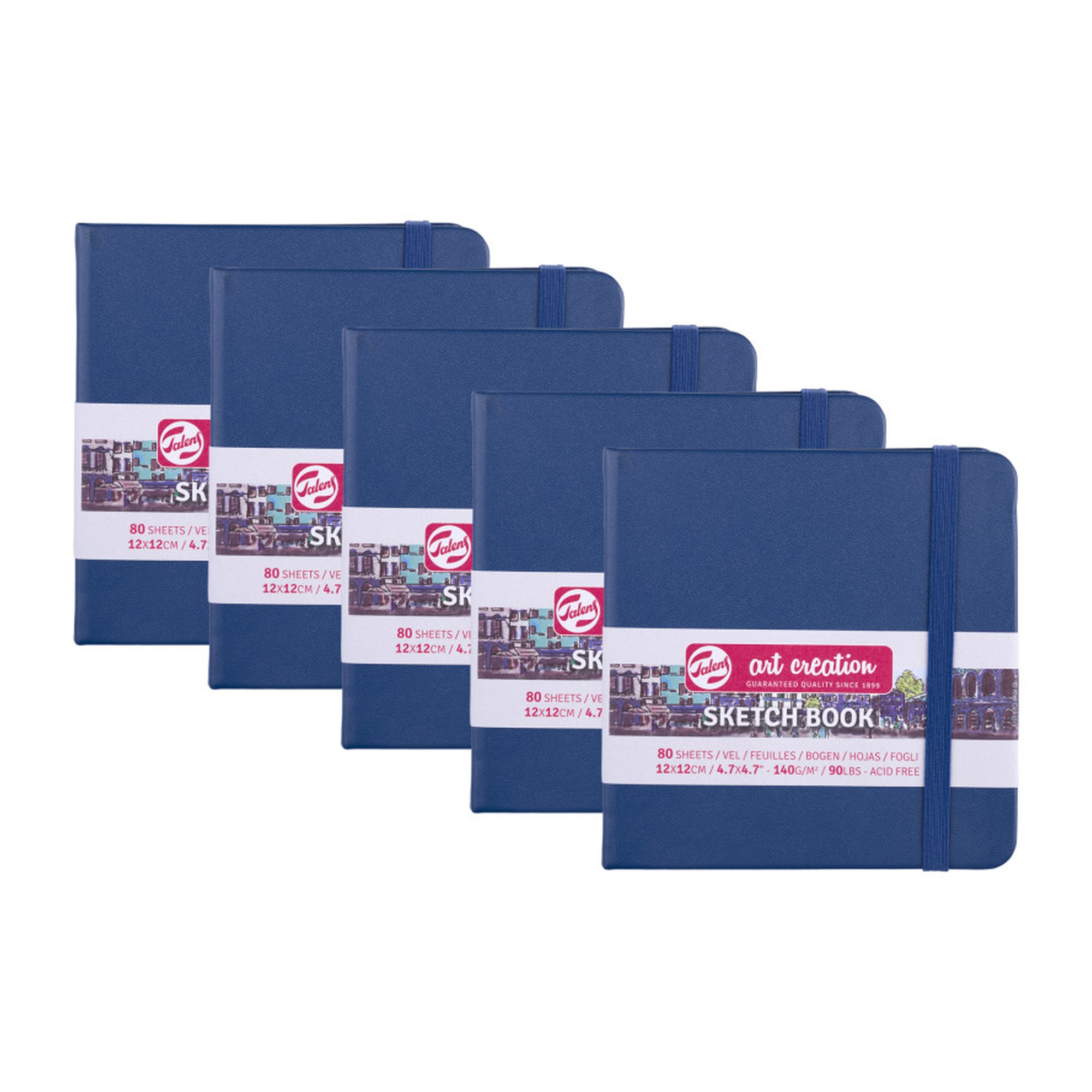 Hardbound Sketchbook, 4.7 x 4.7 in., Navy Blue Cover, Pack of 5