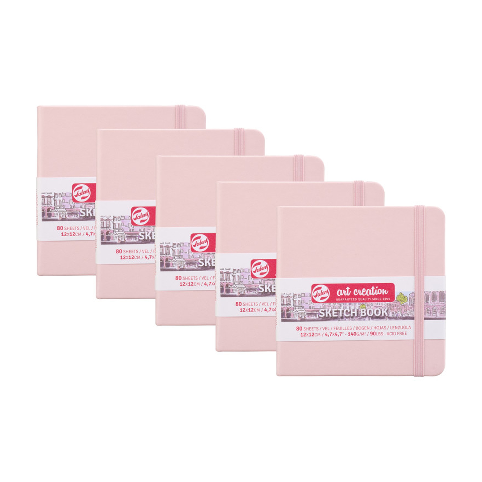 Pastel Pink Hardbound Sketchbook, 4.7 in. Square, 5-Pack
