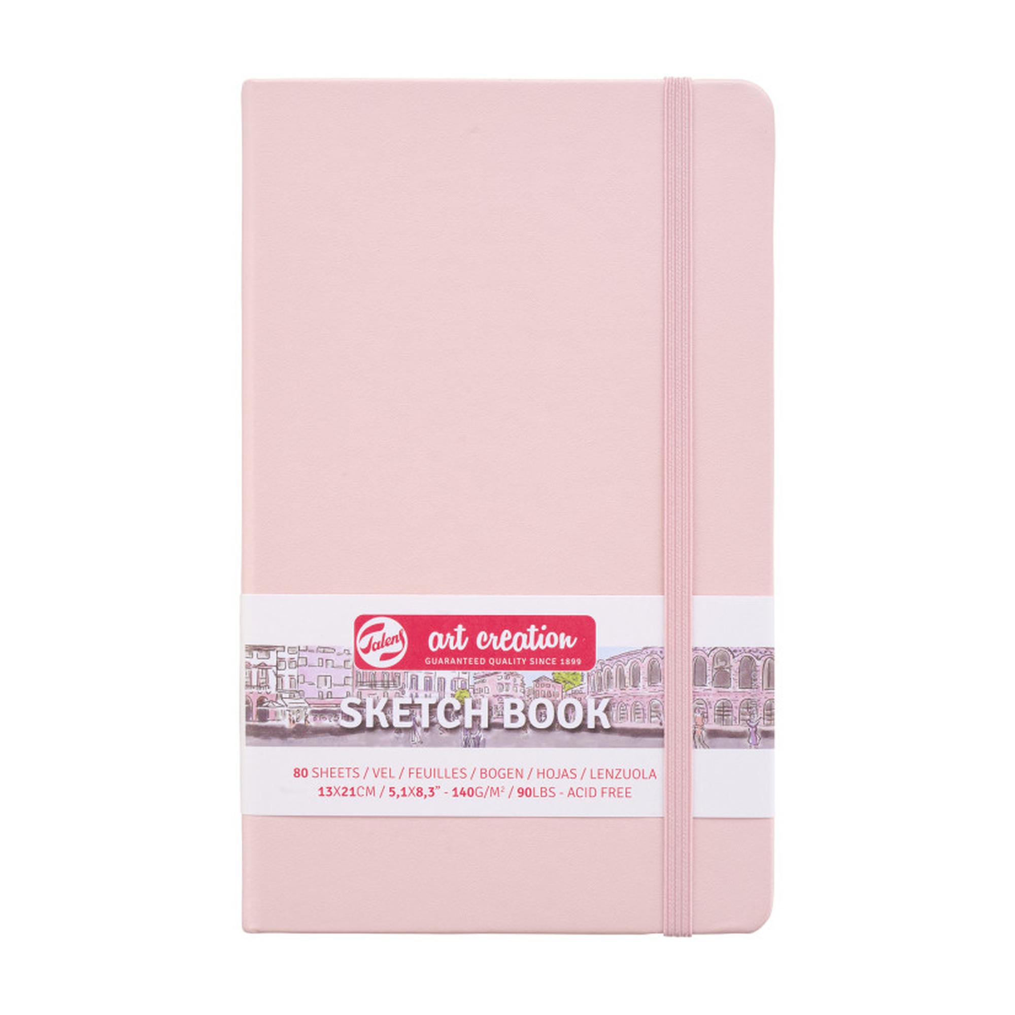 Hardbound Sketchbook, 80 Sheets, Pastel Pink Cover, 5.1 x 8.3 in.