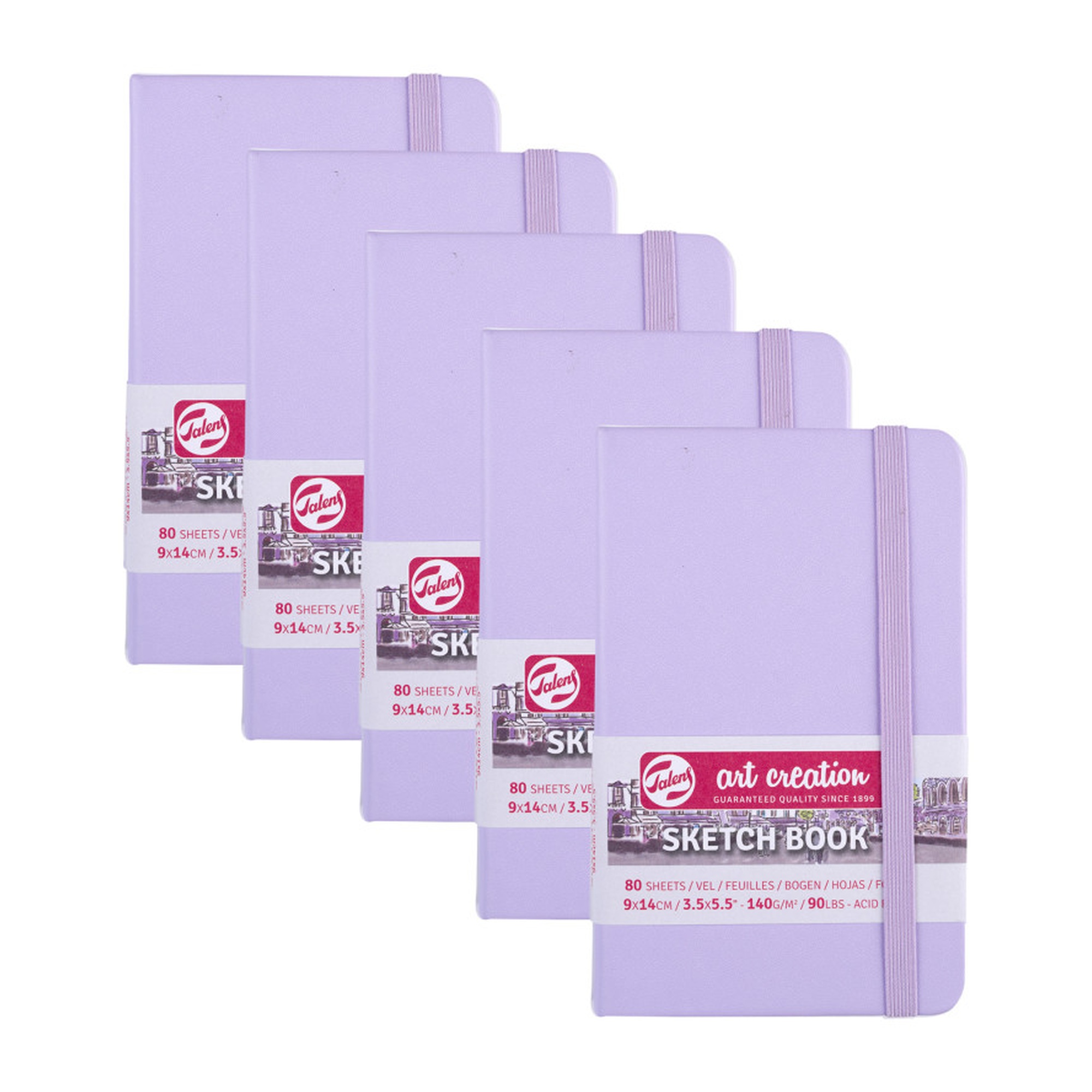 Pastel Violet Hardbound Sketchbooks, 3.5 x 5.5 in., 80 Sheets, Pack of 5