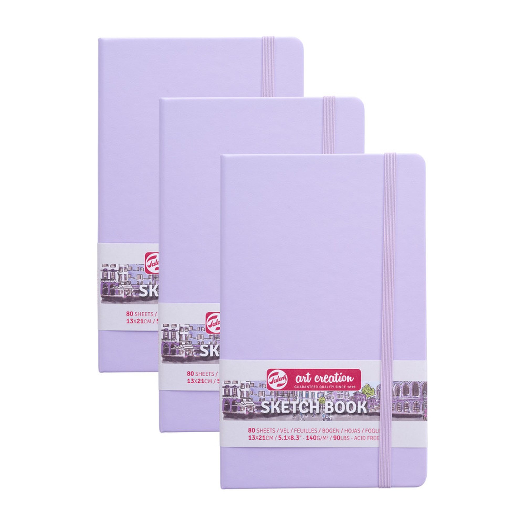 Hardbound Sketchbooks, 80 Sheets, 5.1 x 8.3 in., Pastel Violet, Pack of 3