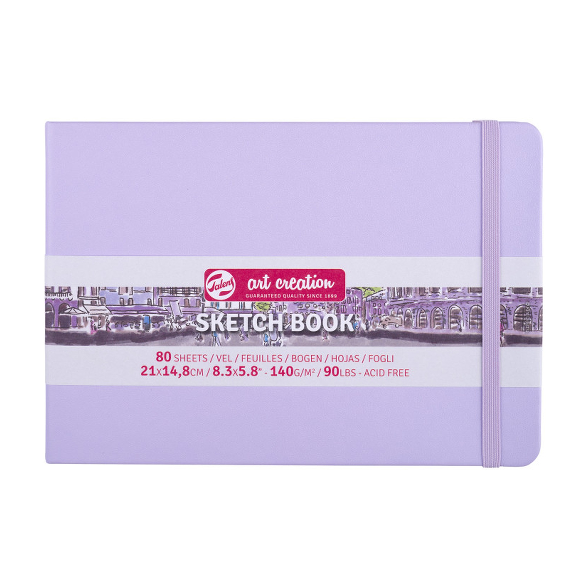 A5 Hardbound Sketchbook, Pastel Violet Cover, 80 Sheets