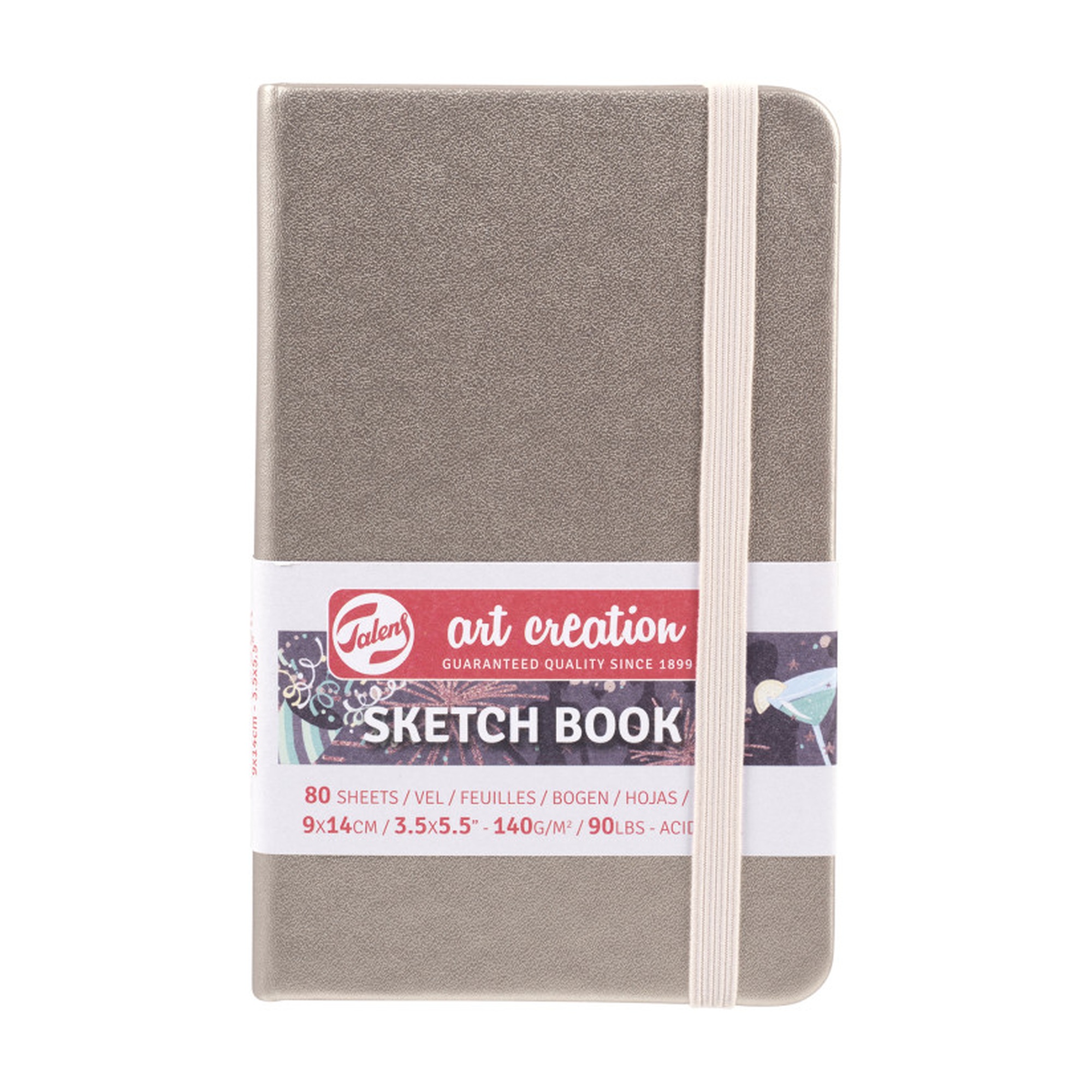 Hardbound Sketchbook, 80 Sheets, Pink Champagne Cover, 3.5 x 5.5 in.