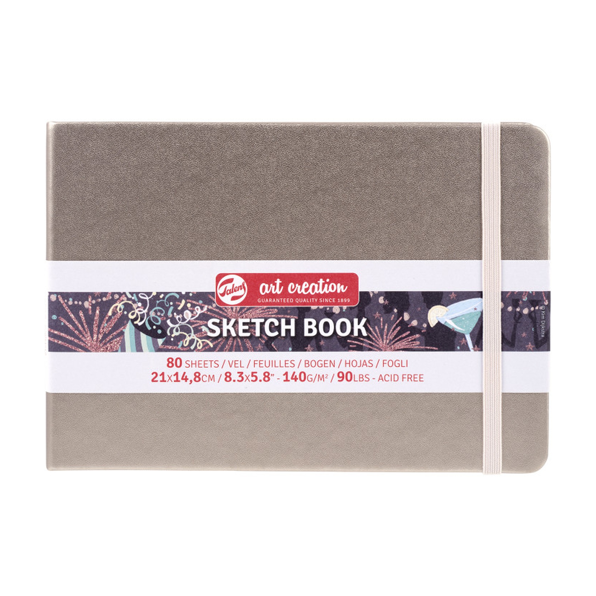 A5 Hardbound Sketchbook, Pink Champagne Cover, 80 Sheets