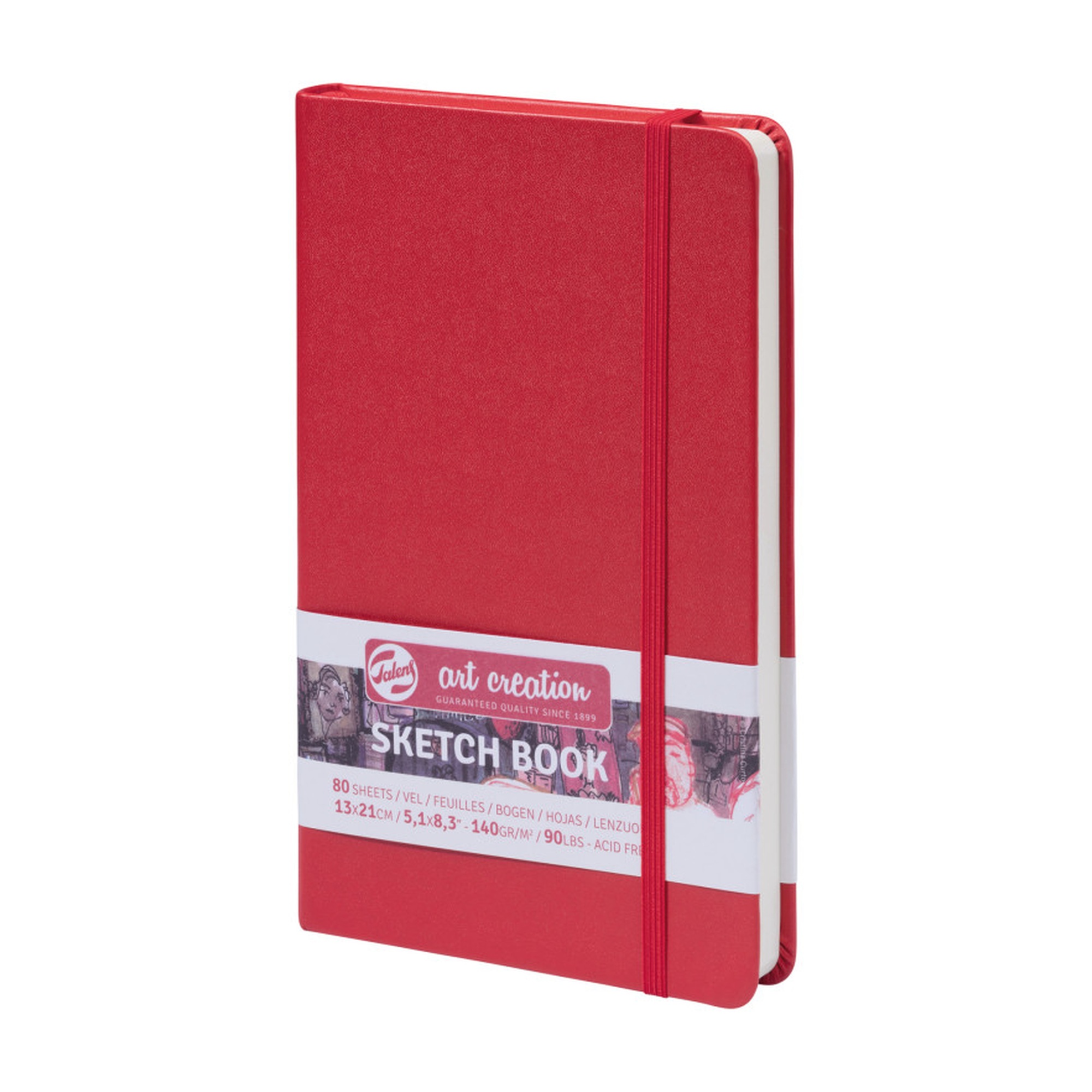 Red Hardbound Sketchbook, 80 Sheets, 5.1 x 8.3 Inches