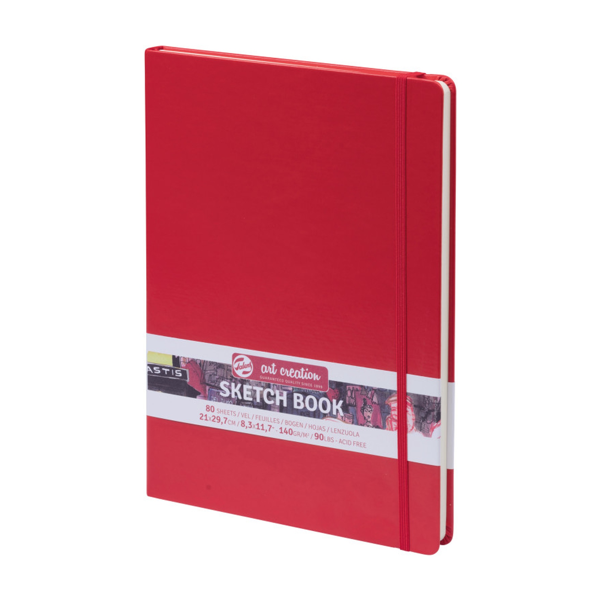 Red Cover A4 Hardbound Sketchbook, 80 Sheets