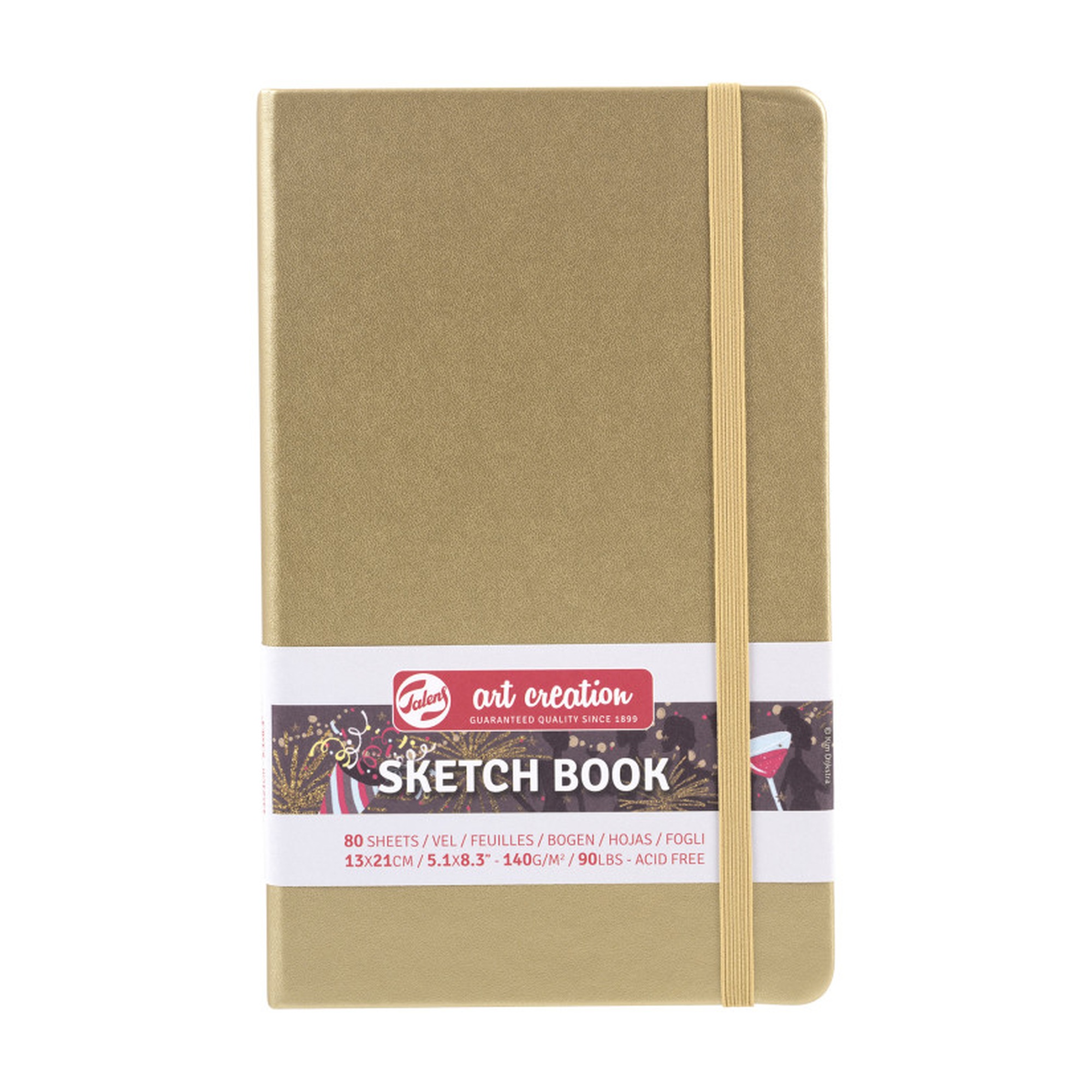 Hardbound Sketchbook, 80 Sheets, White Gold Cover, 5.32 x 8.27 in.