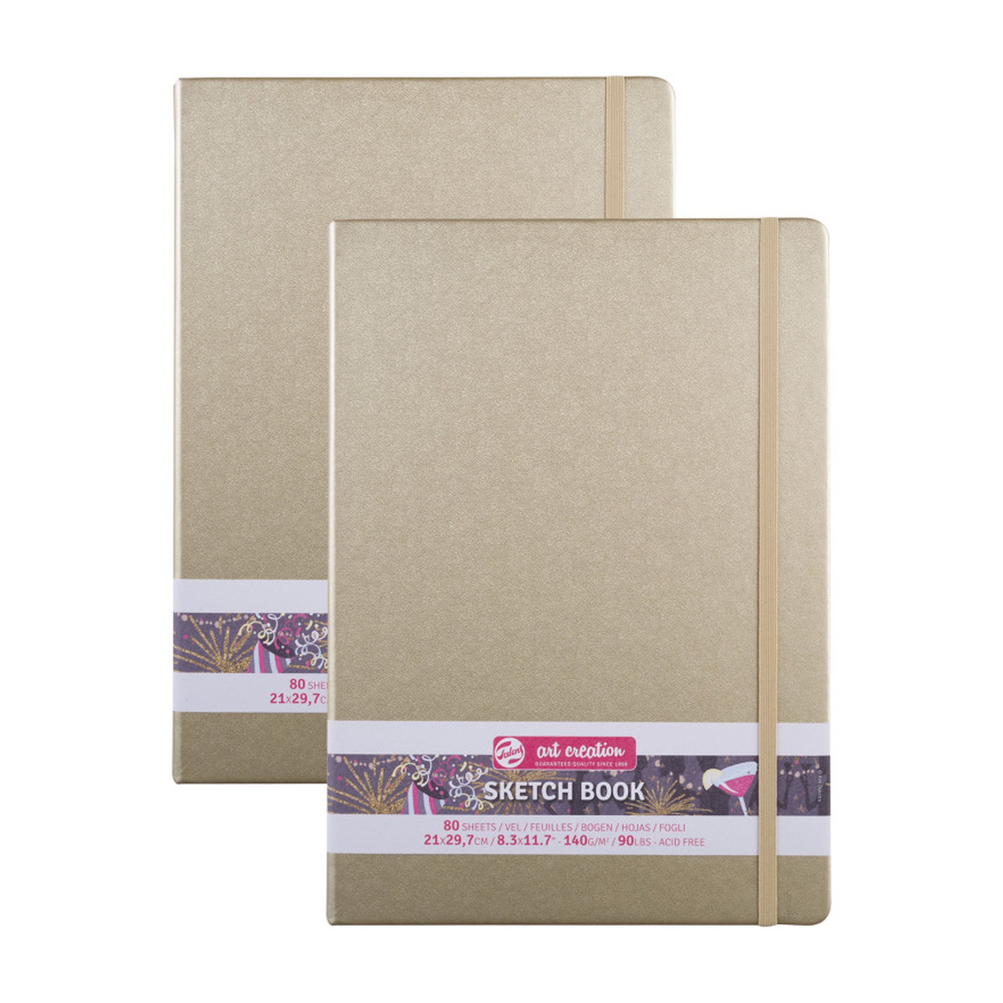 A4 White Gold Hardbound Sketchbook, 80 Sheets, Pack of 2