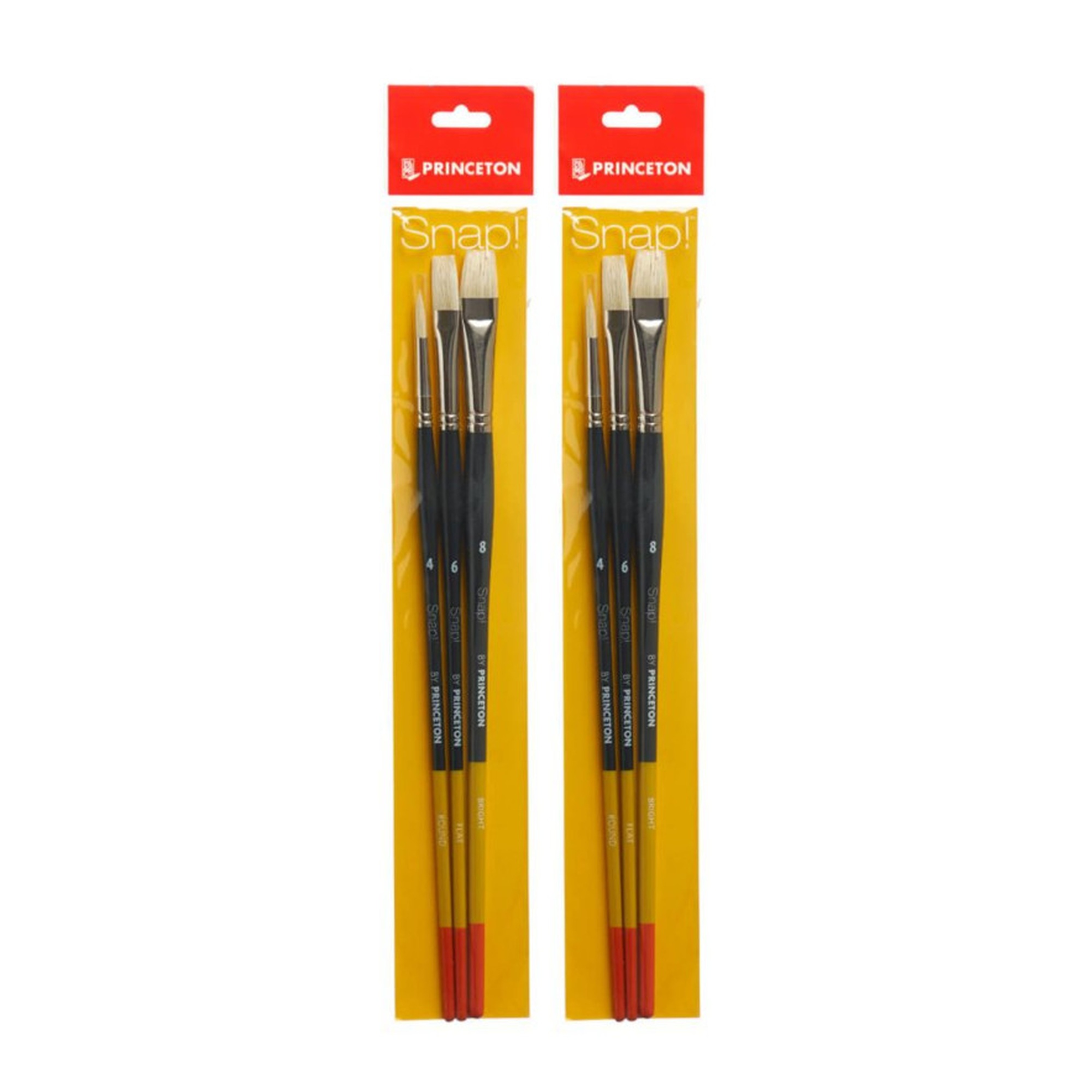 No. 4 Natural Bristle Long-Handle Paintbrush Set, 6 Brushes