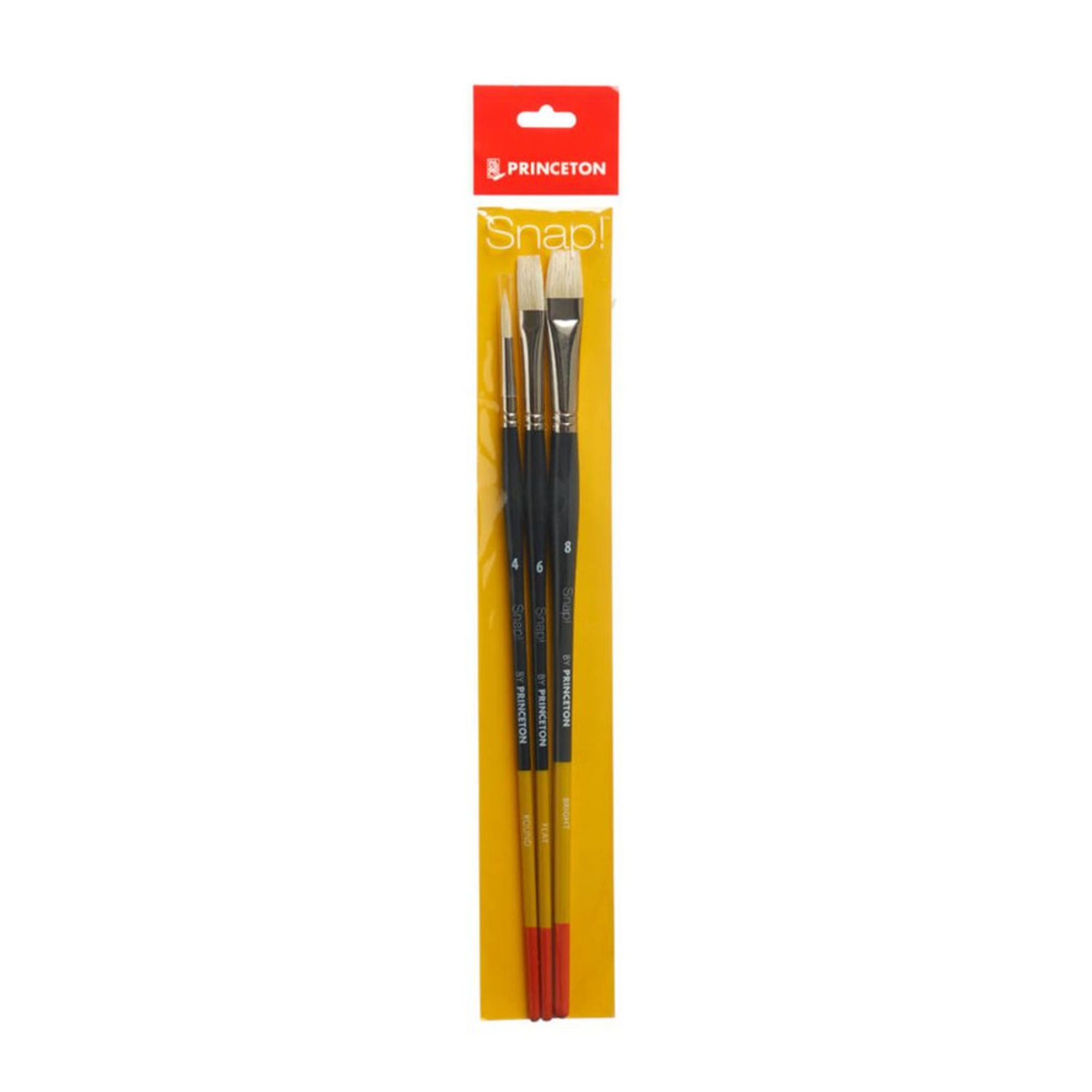 No. 4 Natural Bristle Long-Handle Paintbrush Set, 3 Pieces