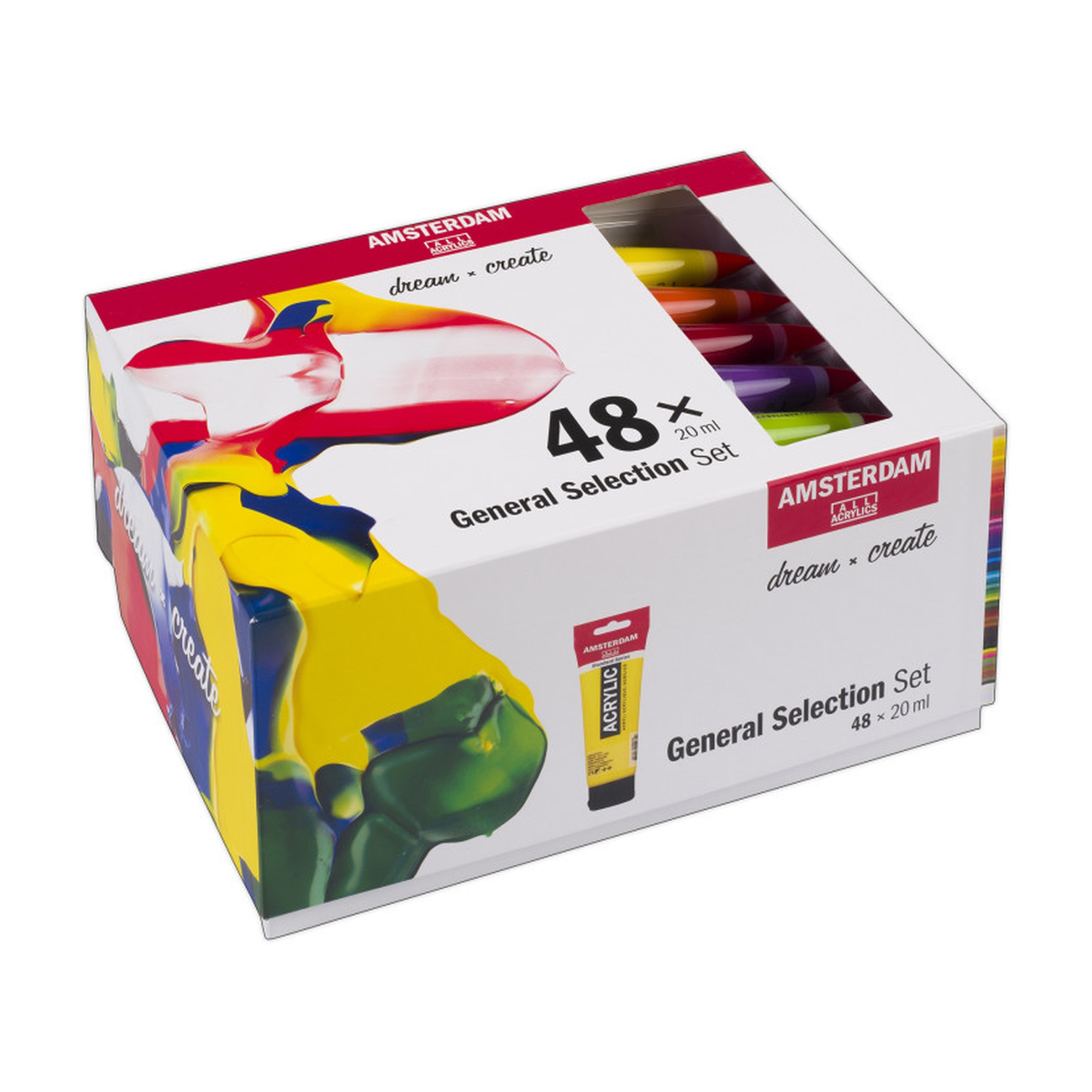 Standard Acrylic Paint General Set, 48 Colors, 20 mL Tubes