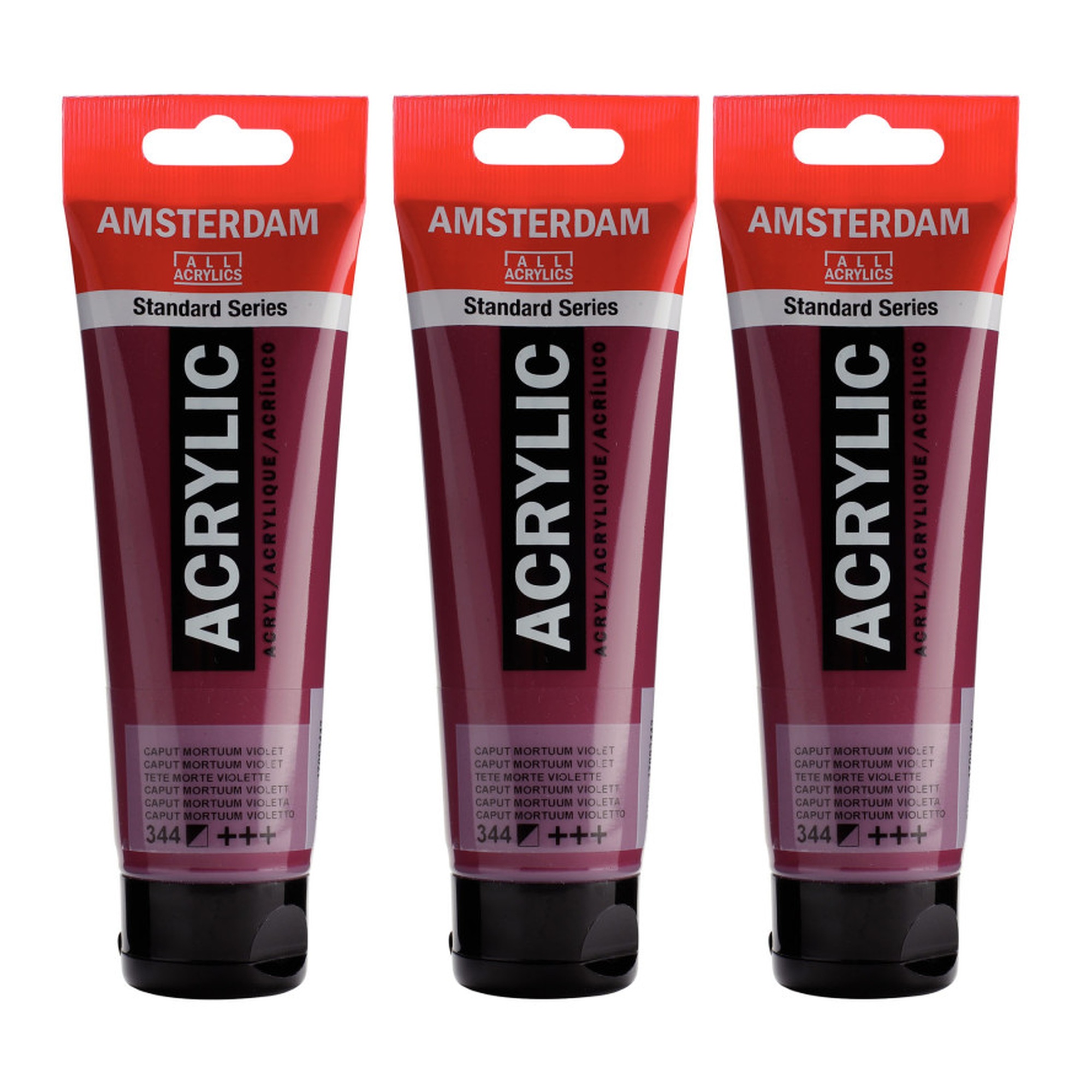 Standard Acrylic Paint, Caput Mortuum Violet 344, 120 mL Tubes, Pack of 3