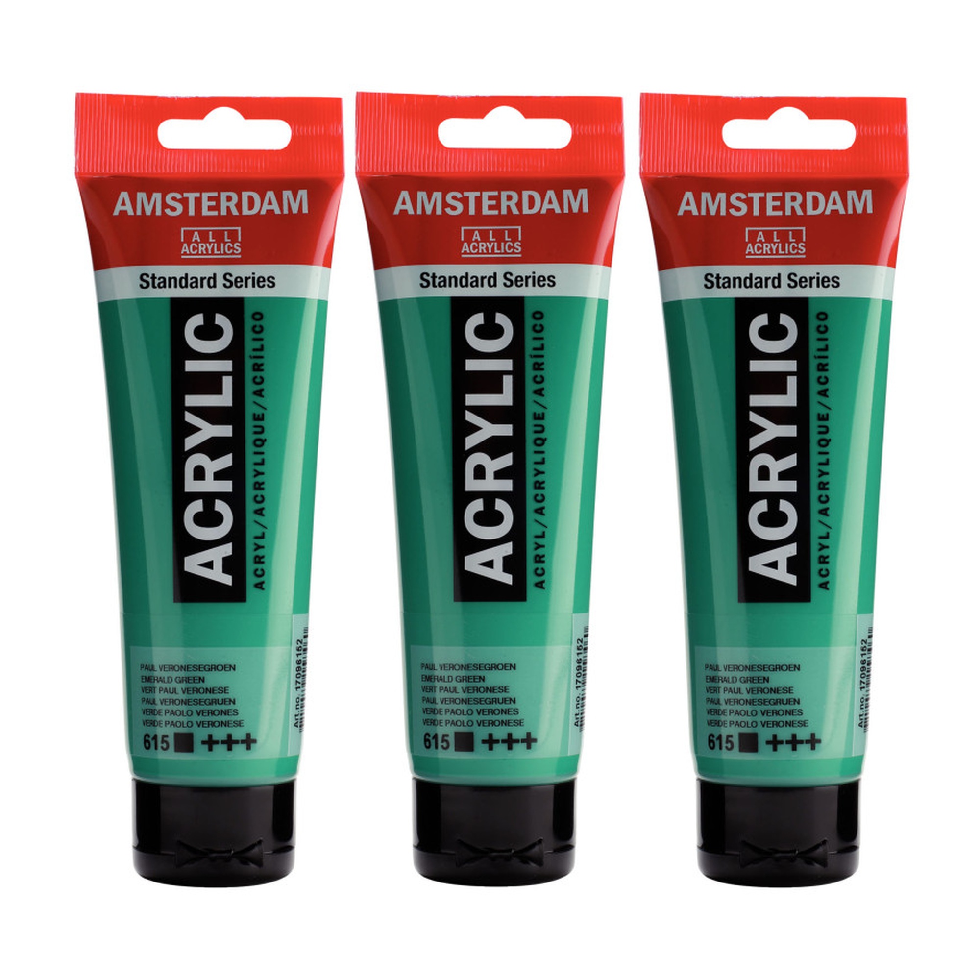 Emerald Green 615 Standard Acrylic Paint, 120 mL Tubes, Pack of 3