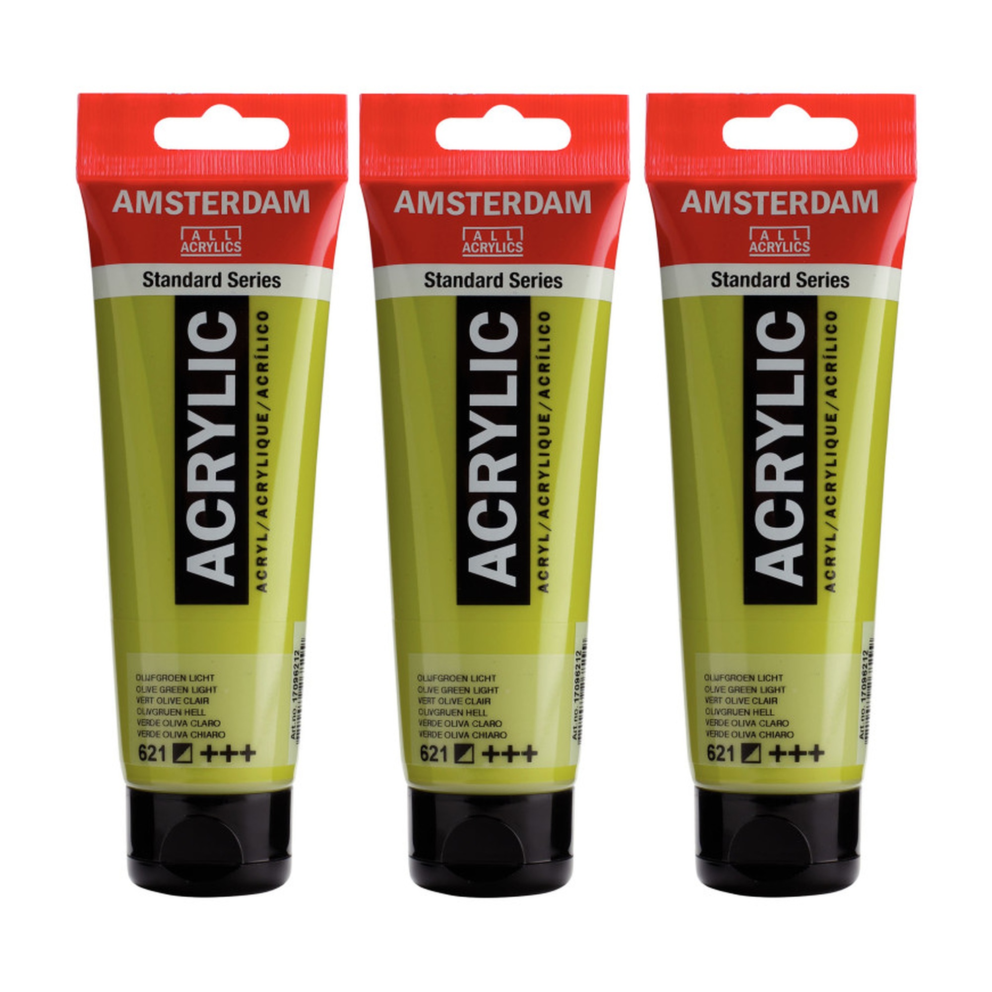 Olive Green Light Semi-Opaque Acrylic Paint, 120 ml Tubes, Pack of 3