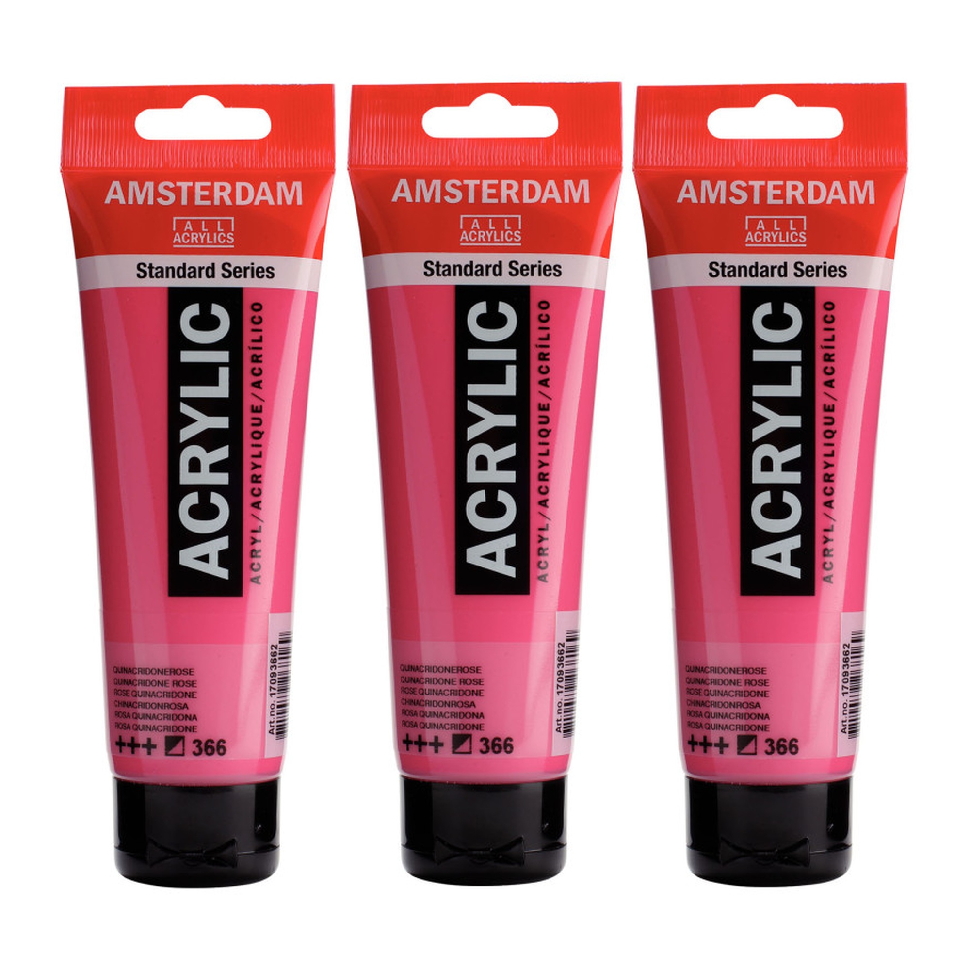 Standard Acrylic Paint, Quinacridone Rose 366, 120 mL Tubes, Pack of 3