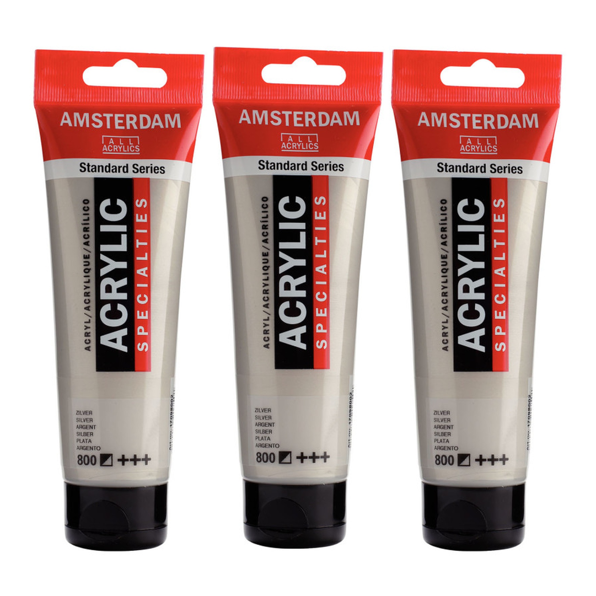 Silver 800 Standard Acrylic Paint, 120 mL Tubes, Pack of 3