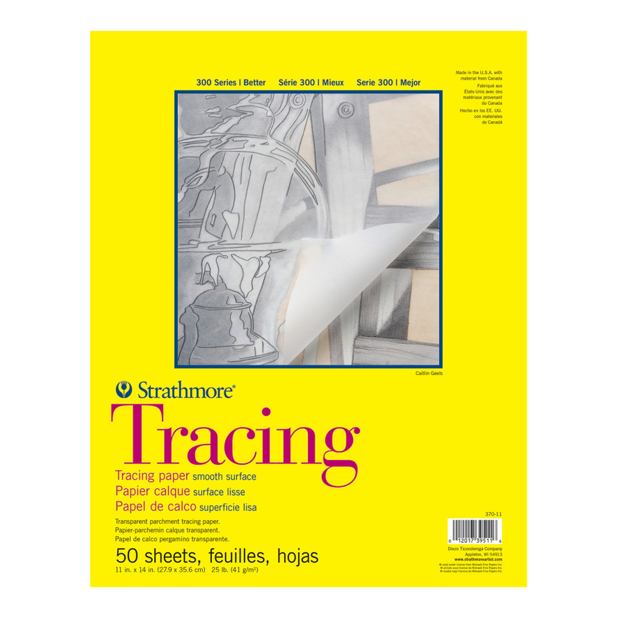 300 Series 11 x 14 White Tracing Paper Pad, 50 Sheets