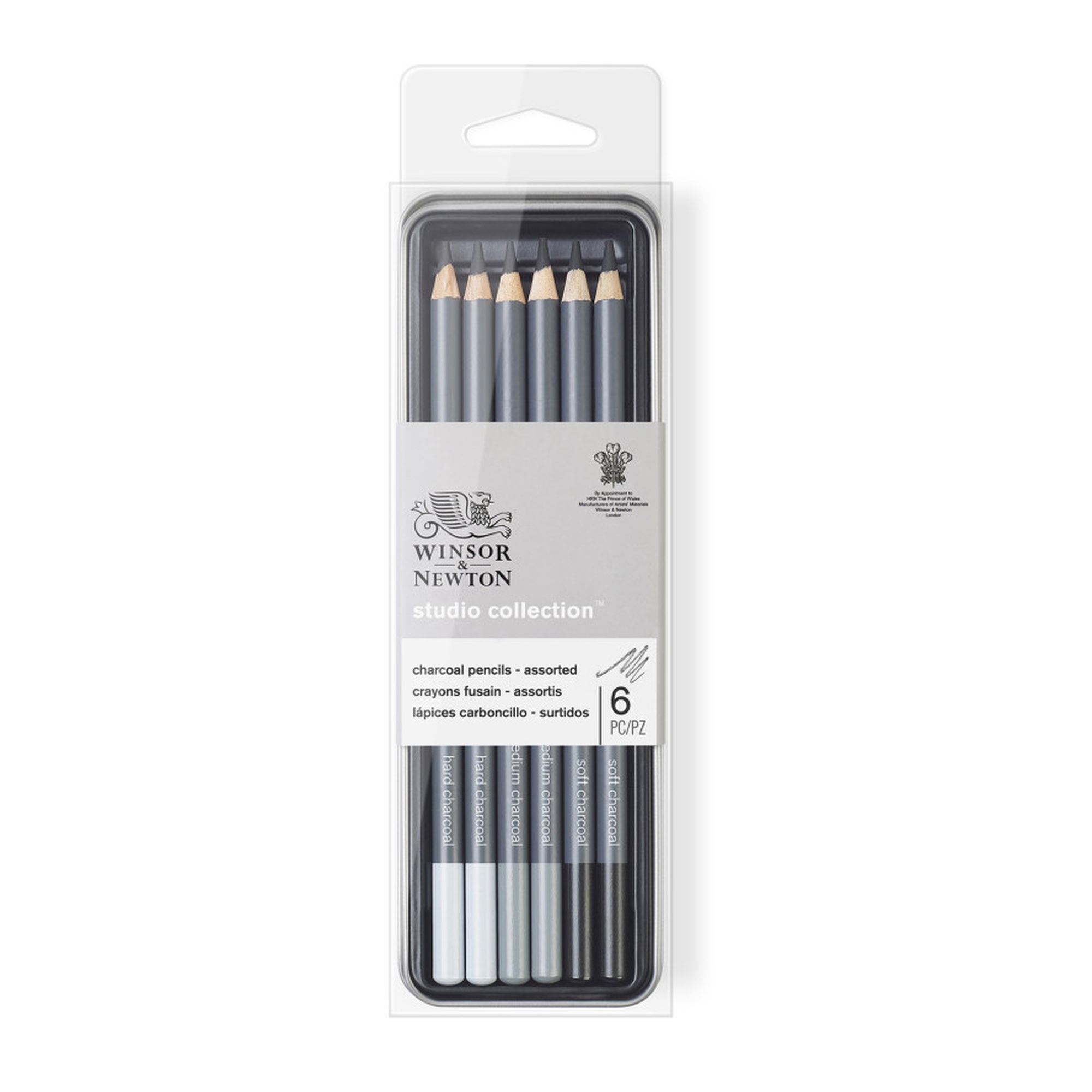 Charcoal Pencil Set, Assorted Grades, 6-Pack