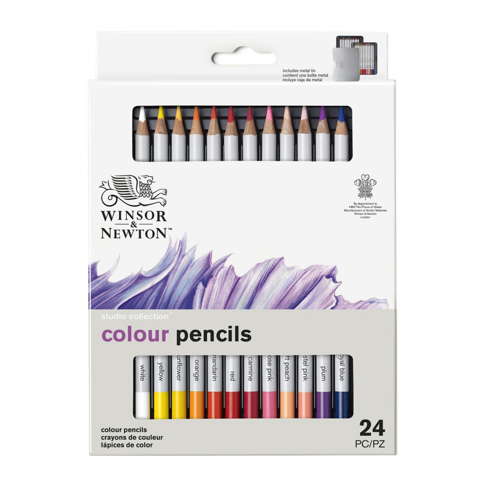 Colored Pencil Tin Set, 24 Assorted Colors