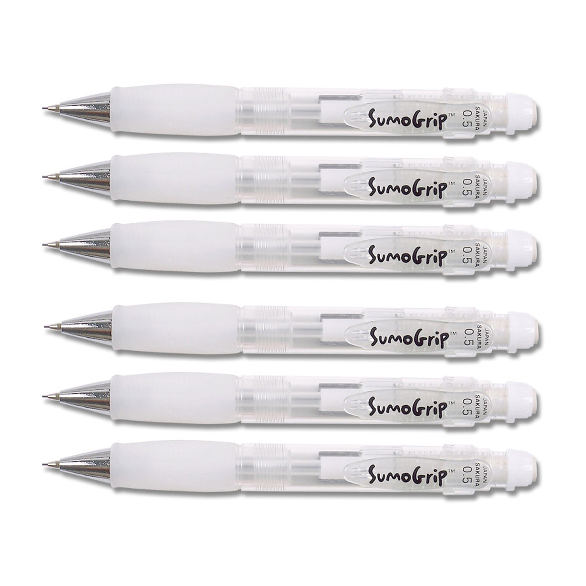 0.5mm Triangular Grip Pencils, Clear, Pack of 6