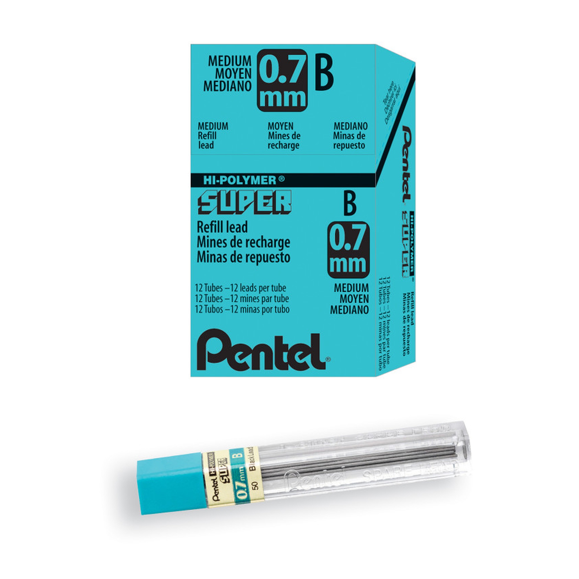 0.7 mm Medium B Mechanical Pencil Lead Refills, 12 Tubes per Box