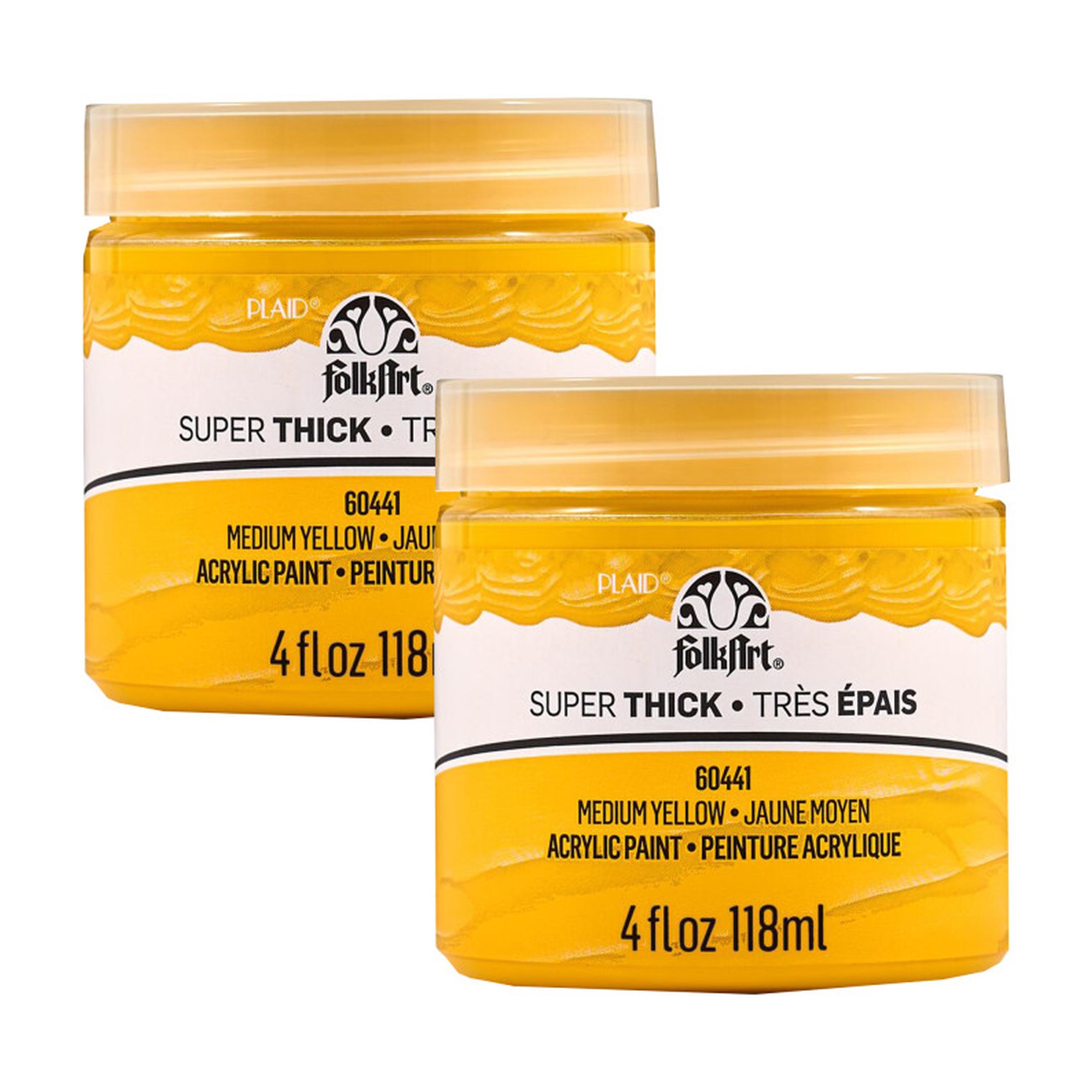 Super Thick Acrylic Paint, Medium Yellow, 4 oz Jars, 2-Pack