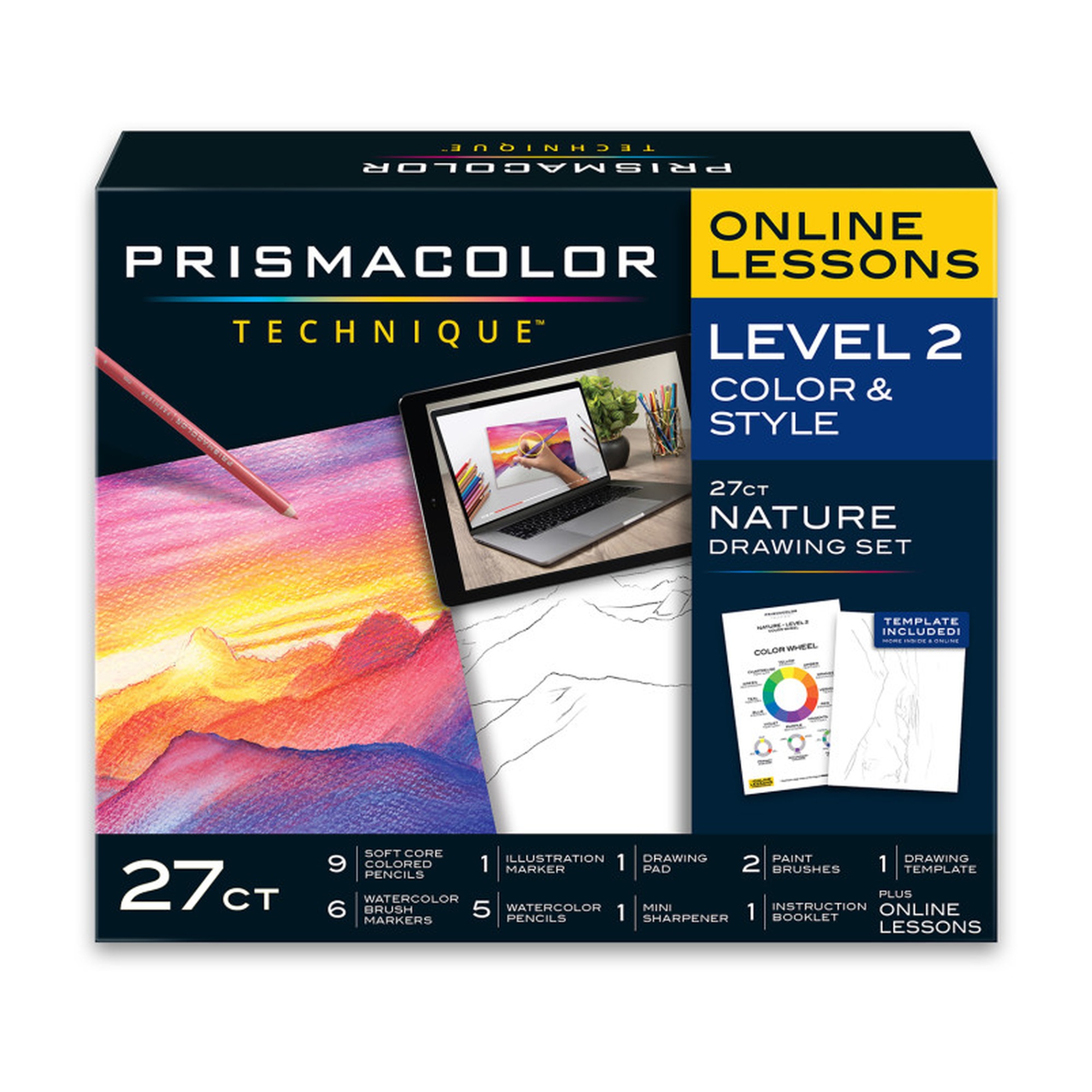 Nature Drawing Set Level 2, Sunset Landscape, 27 Pieces