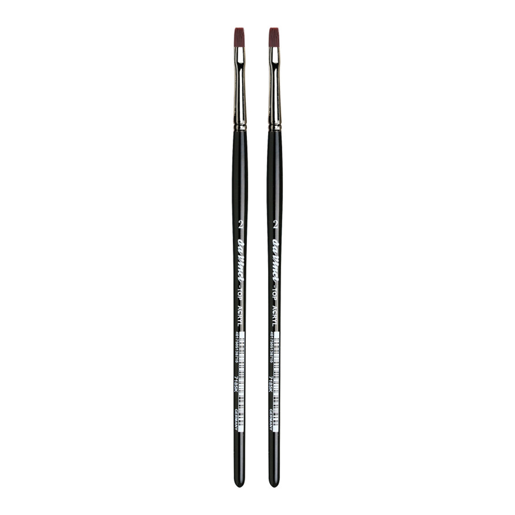 Bright Red-Brown Synthetic Flat Paint Brushes, Size 2, 2-Pack