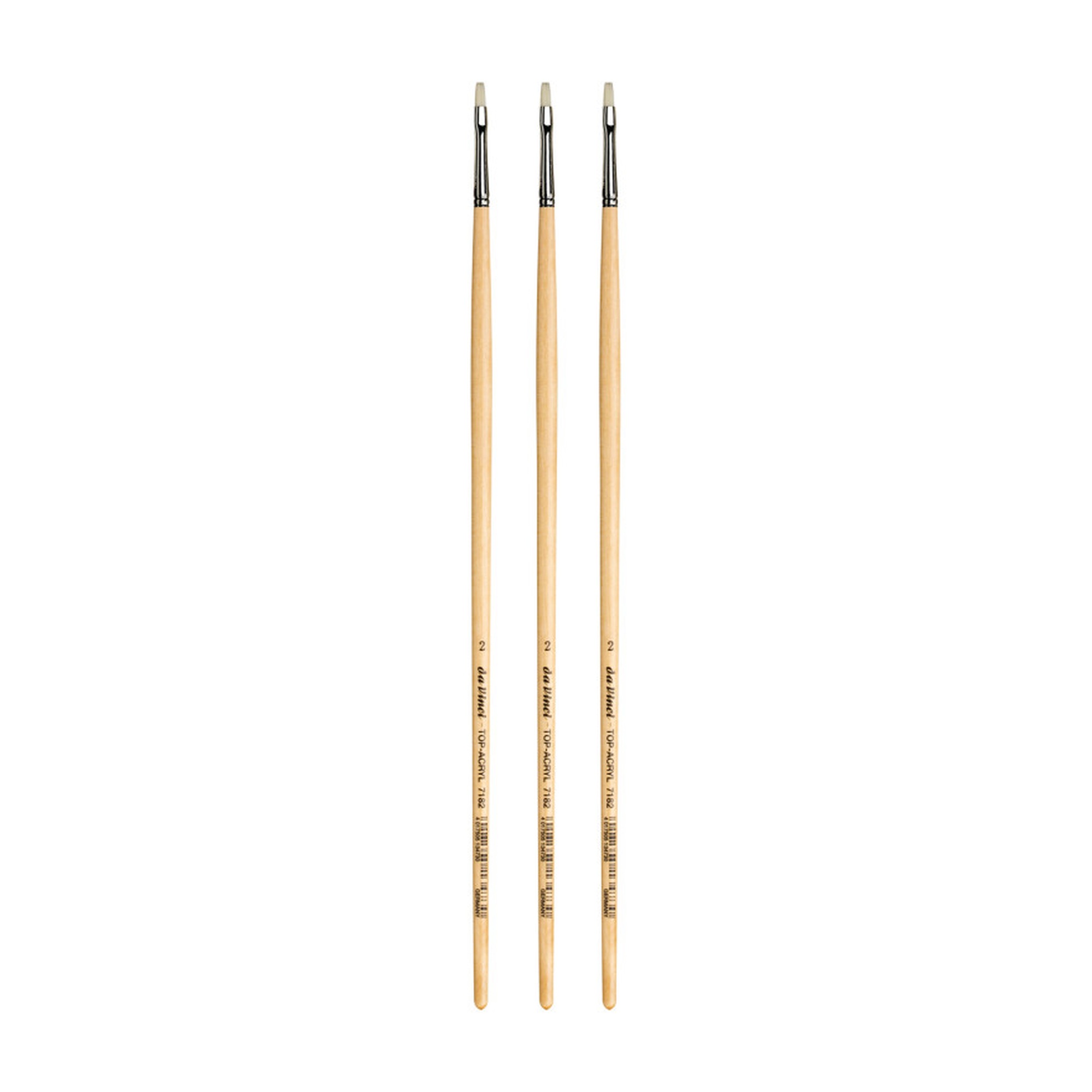 Synthetic Flat Paint Brush, Size 2, 3-Pack