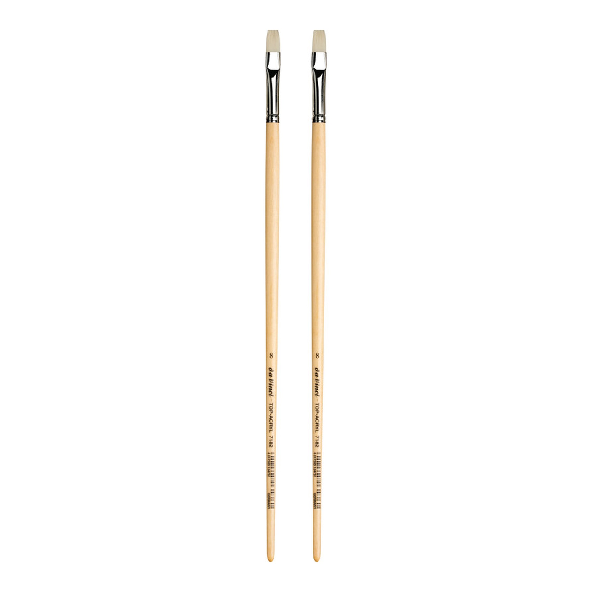 Bright White Synthetic Flat Paint Brushes, Size 8, Pack of 2