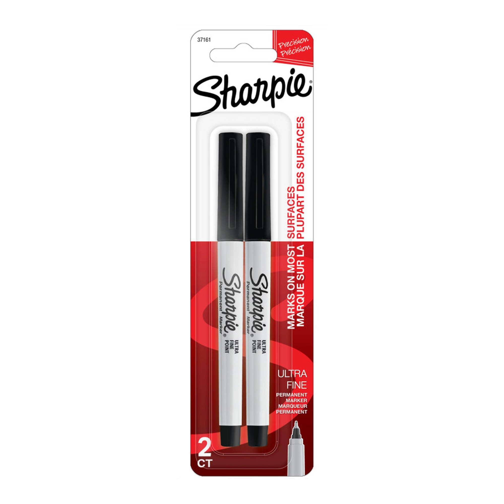 Ultra Fine Point Permanent Markers, Black, 2 Pack
