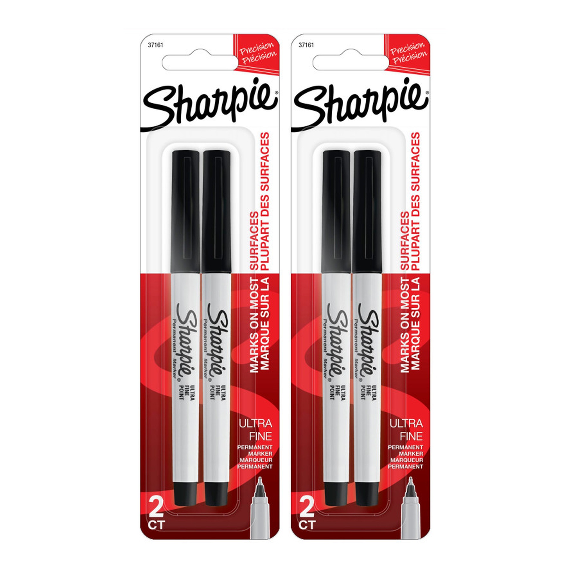 Ultra Fine Point Permanent Markers, Black, 4 Count
