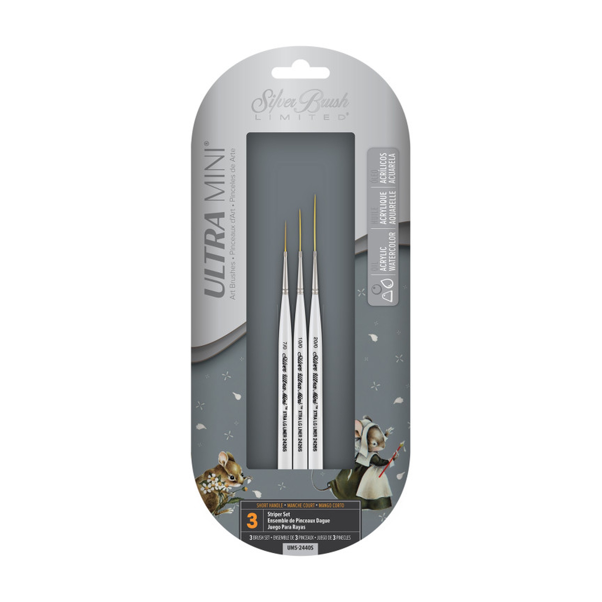 Ultra Mini Striper Brush Set, 3 Brushes