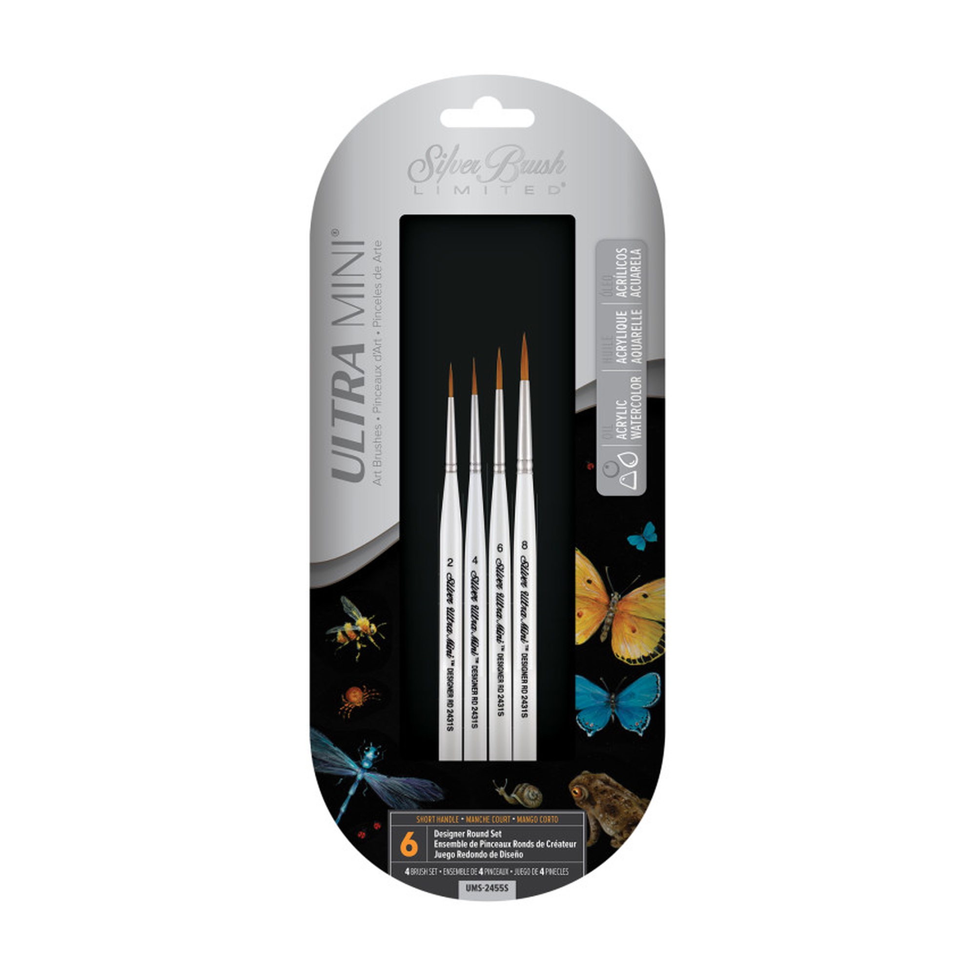 Mini Round Detail Paintbrush Set, 4 Brushes