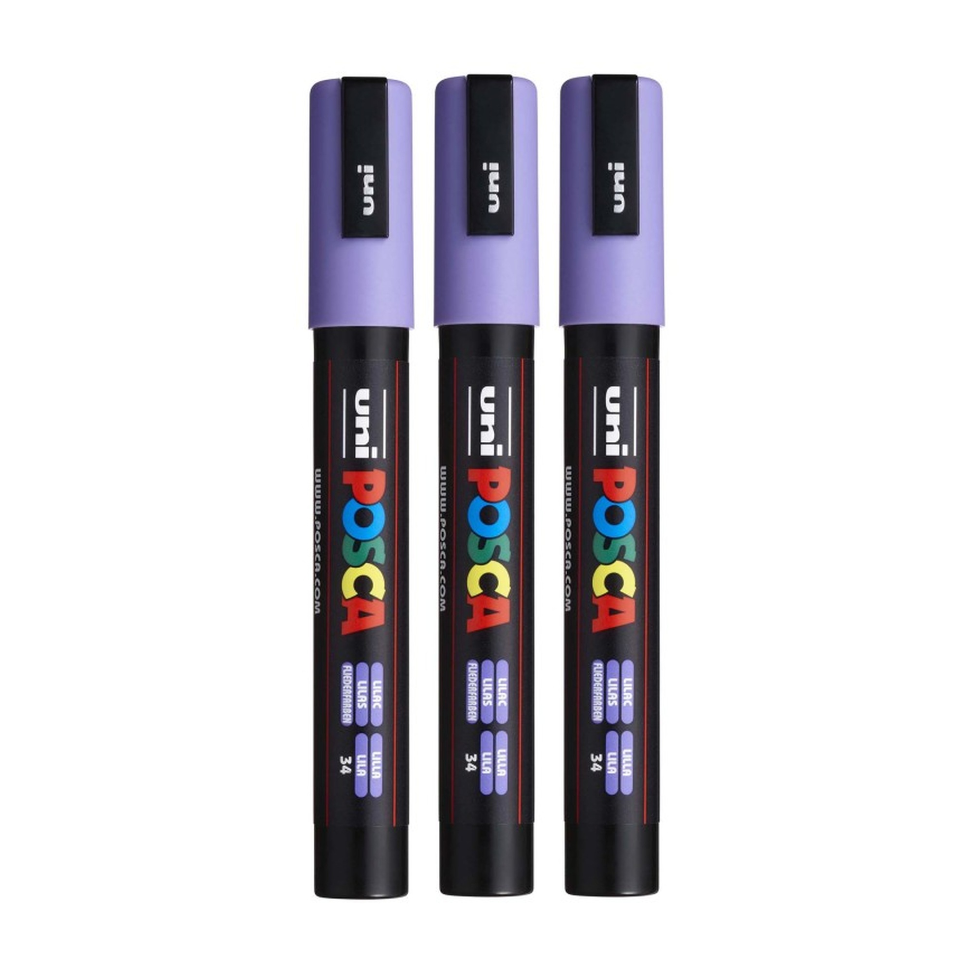 Water-Based Paint Markers, Reversible Medium Tip, Lilac, Set of 3