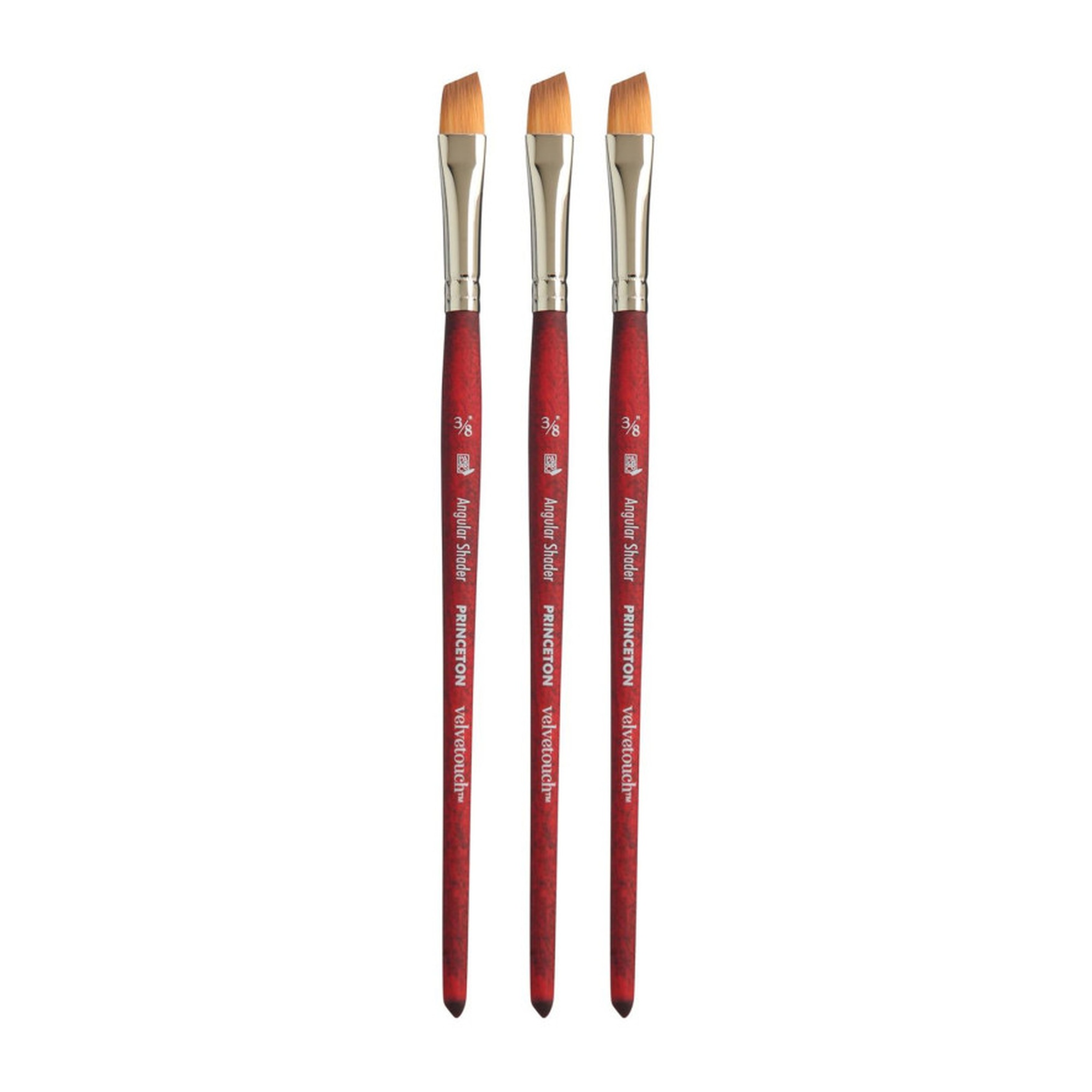Synthetic Angle Shader Paint Brushes, 3/8 in, Scarlet, Pack of 3