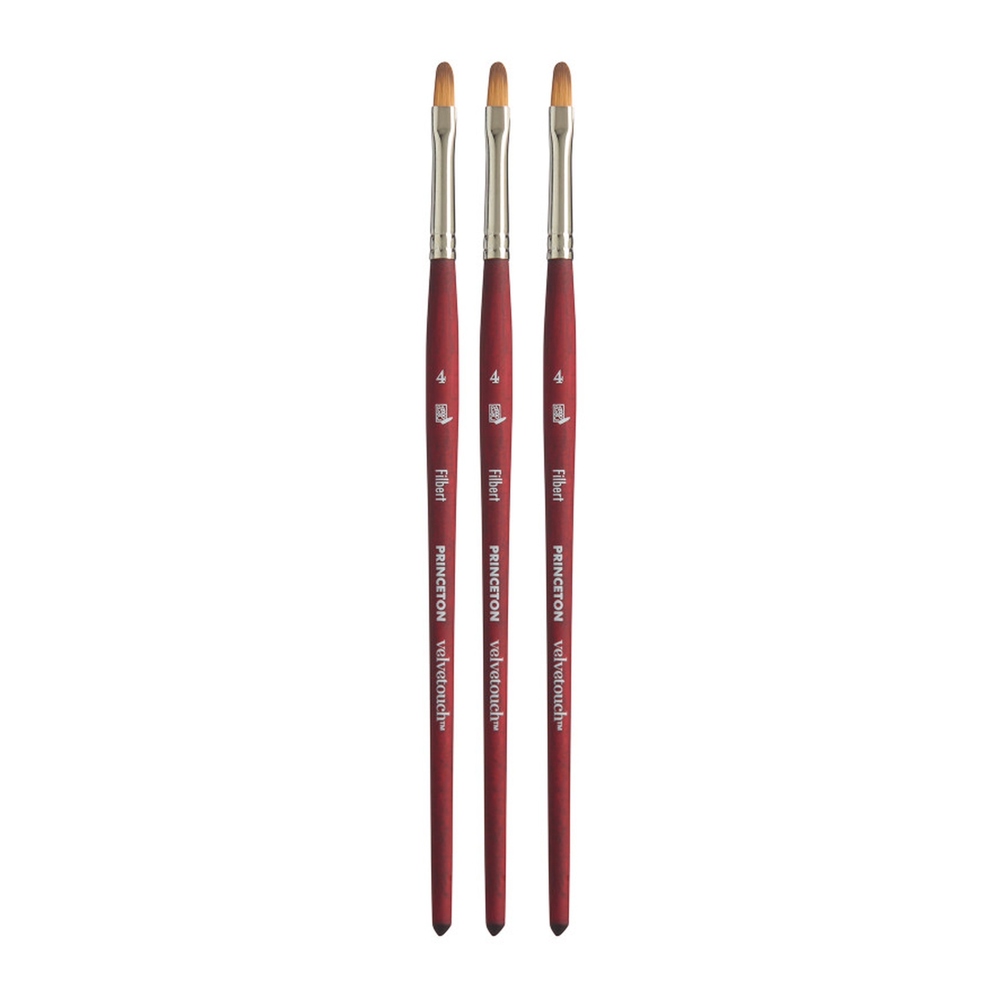 Scarlet Size 4 Synthetic Filbert Paintbrushes, 3-Pack