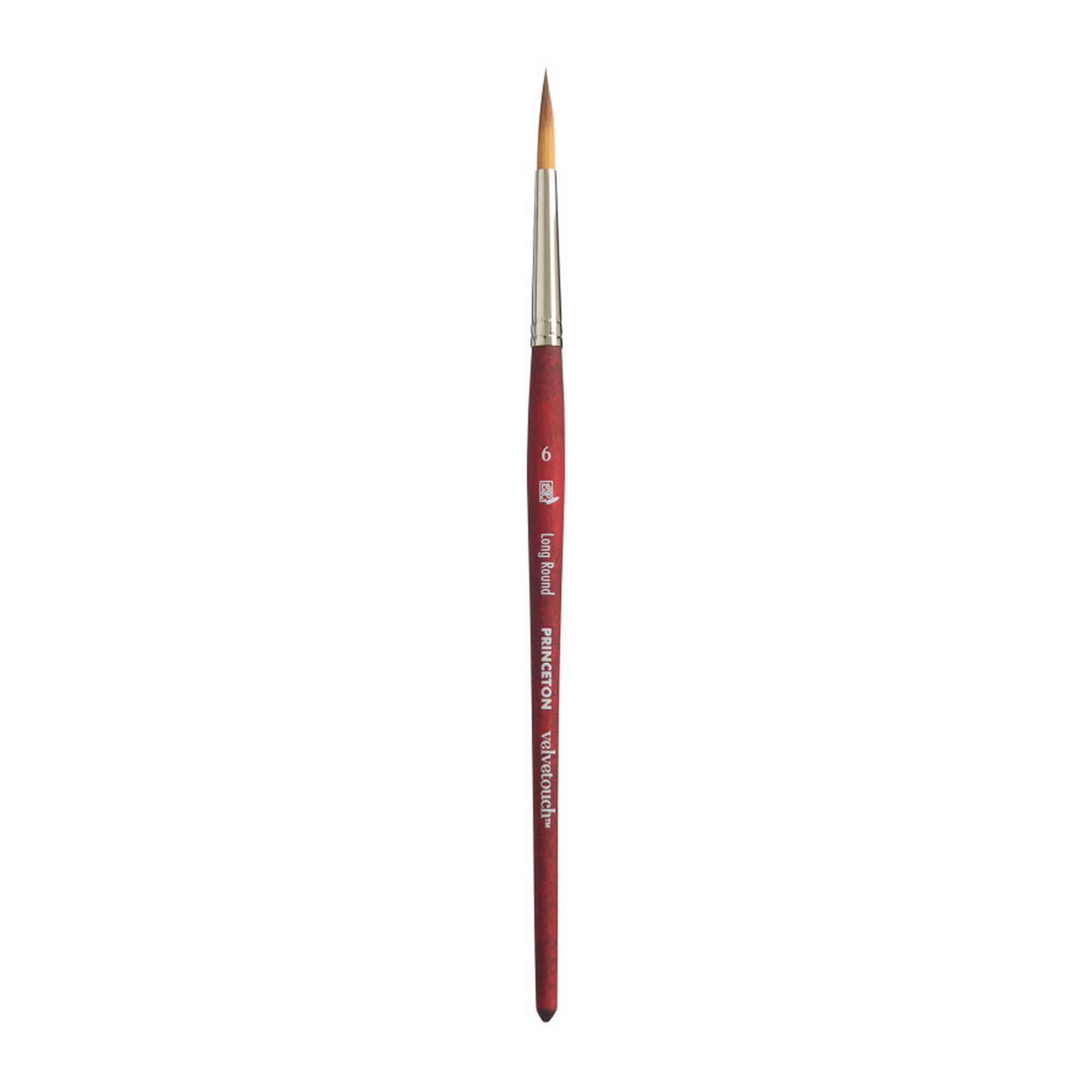 Synthetic Long Round Mixed Media Paintbrush, Scarlet, Size 6