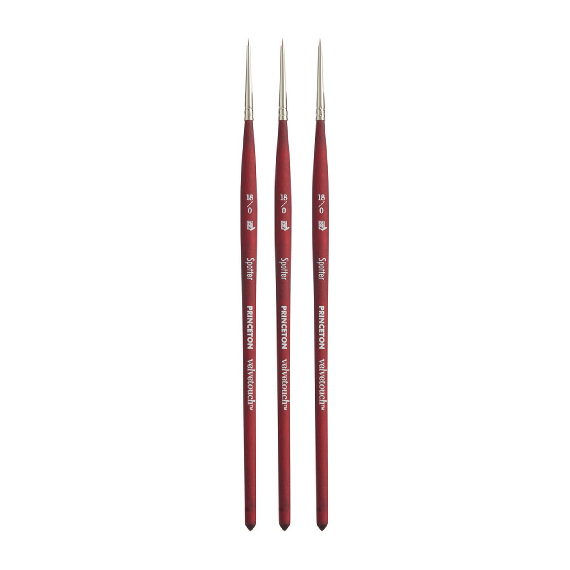 Synthetic Spotter Paintbrush Set, Scarlet, Size 18/0, 3-Pack