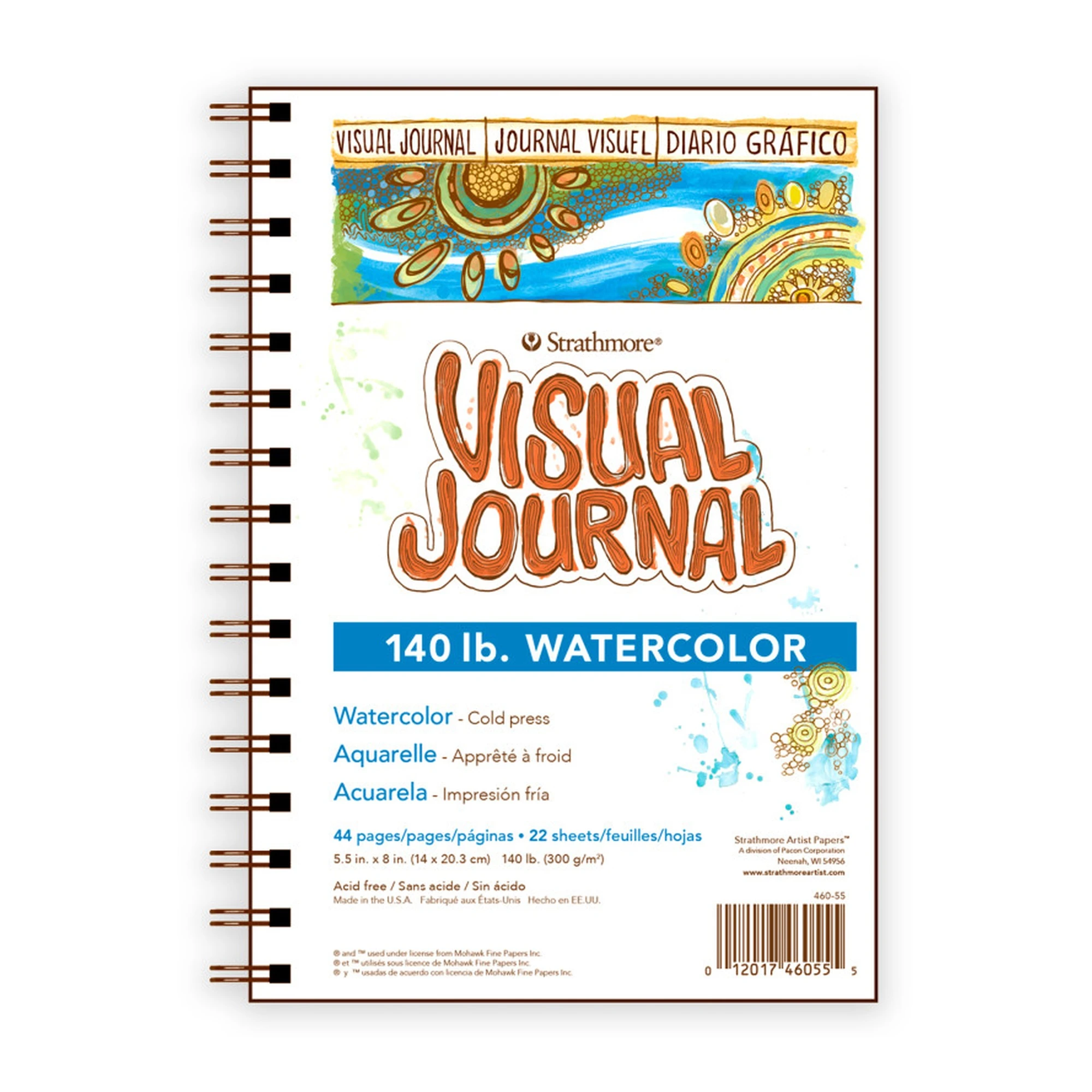 Cold Press Watercolor Visual Journal, 22 Sheets, 5.5 x 8 in., White