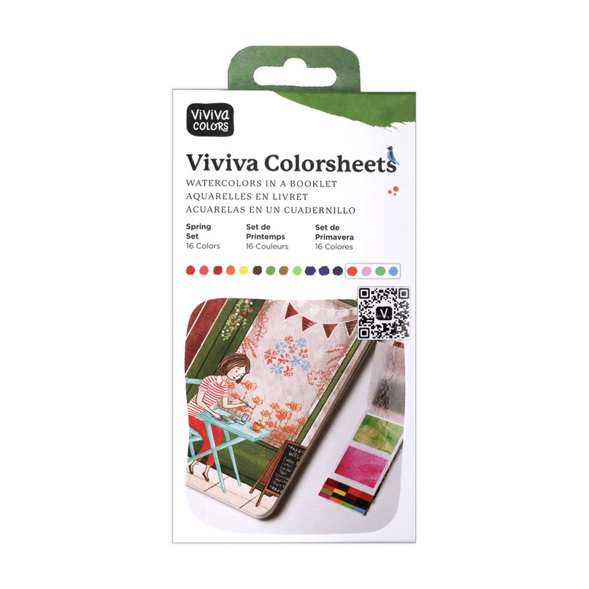 16-Color Spring Watercolor Paint Sheets