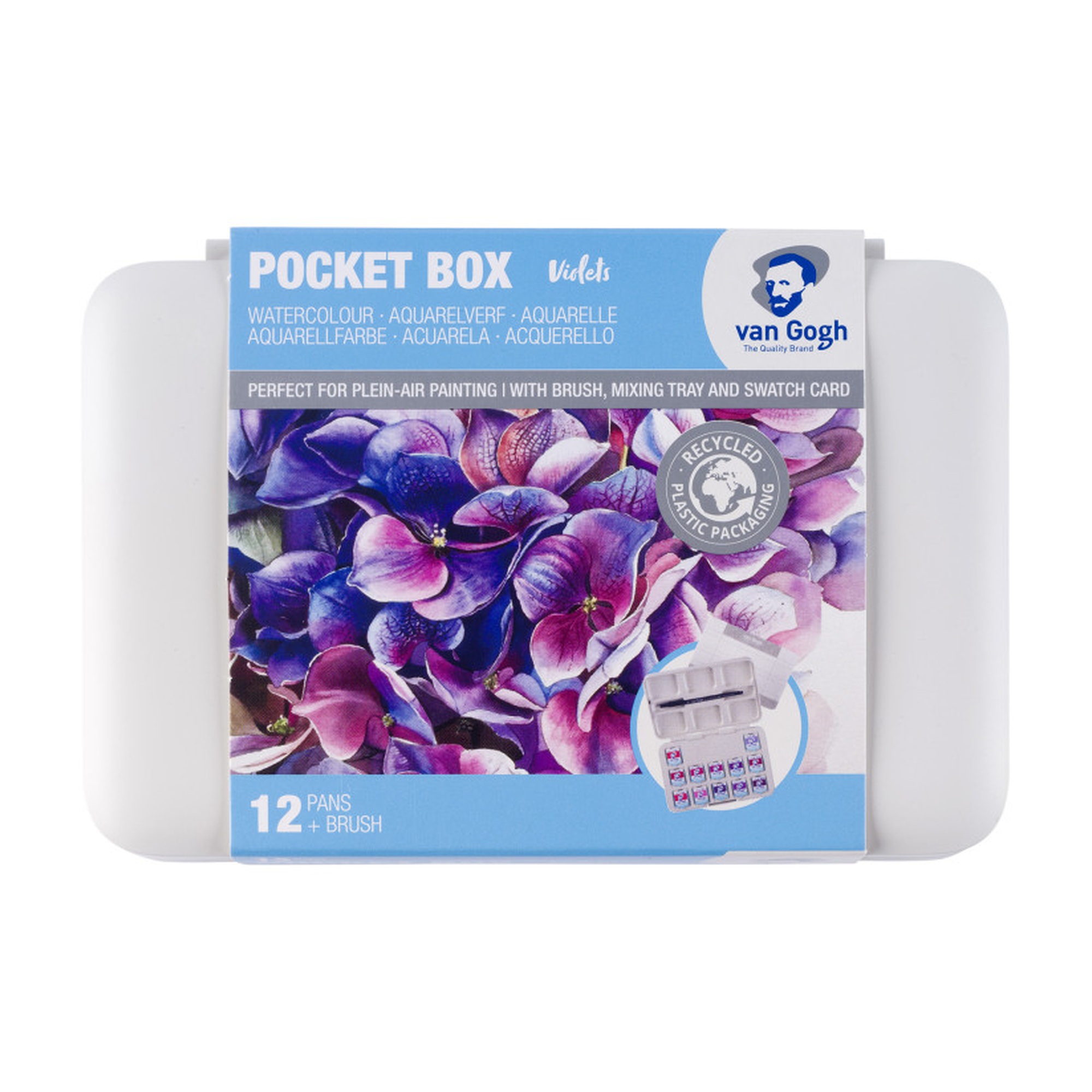 12 Half-Pan Pinks and Violets Watercolor Pocket Box Set